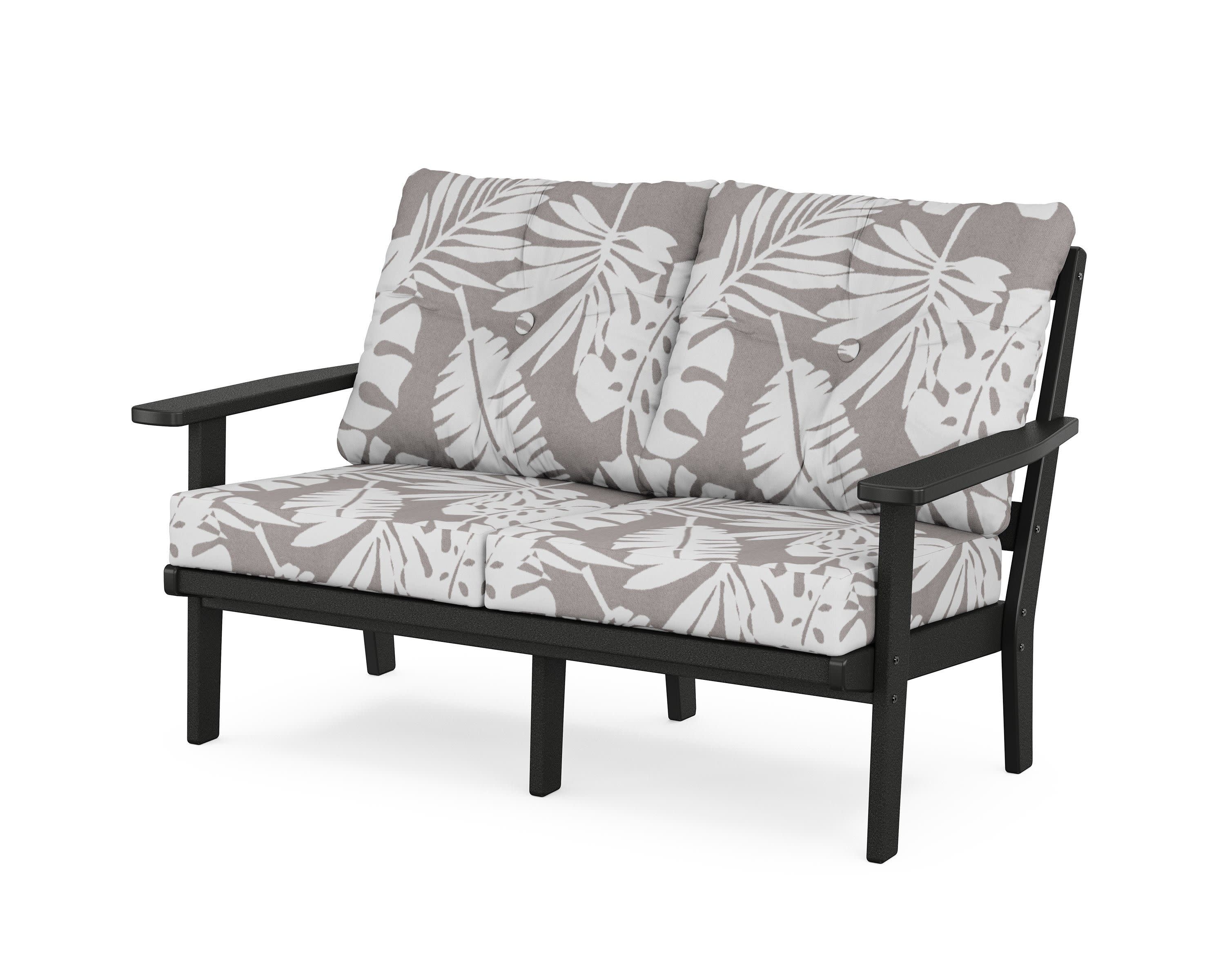 Oxford Deep SeatingLoveseat in Black / Leaf Grey Mist