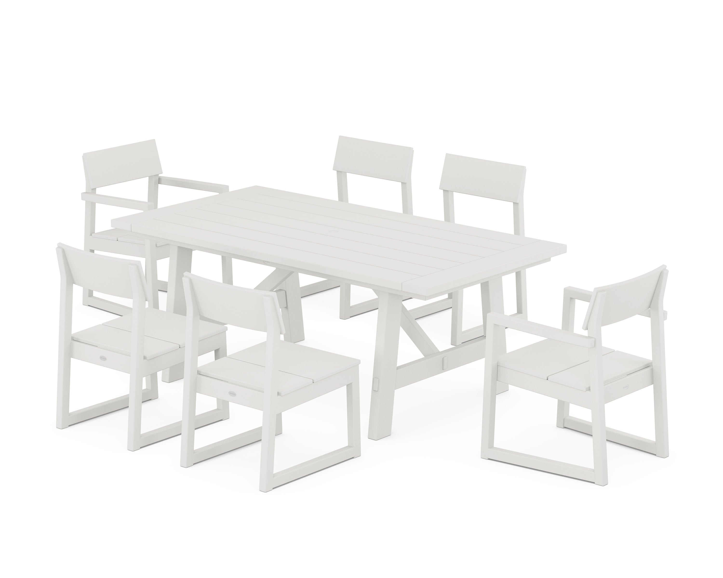 EDGE 7-Piece Rustic Farmhouse Dining Set in Vintage White