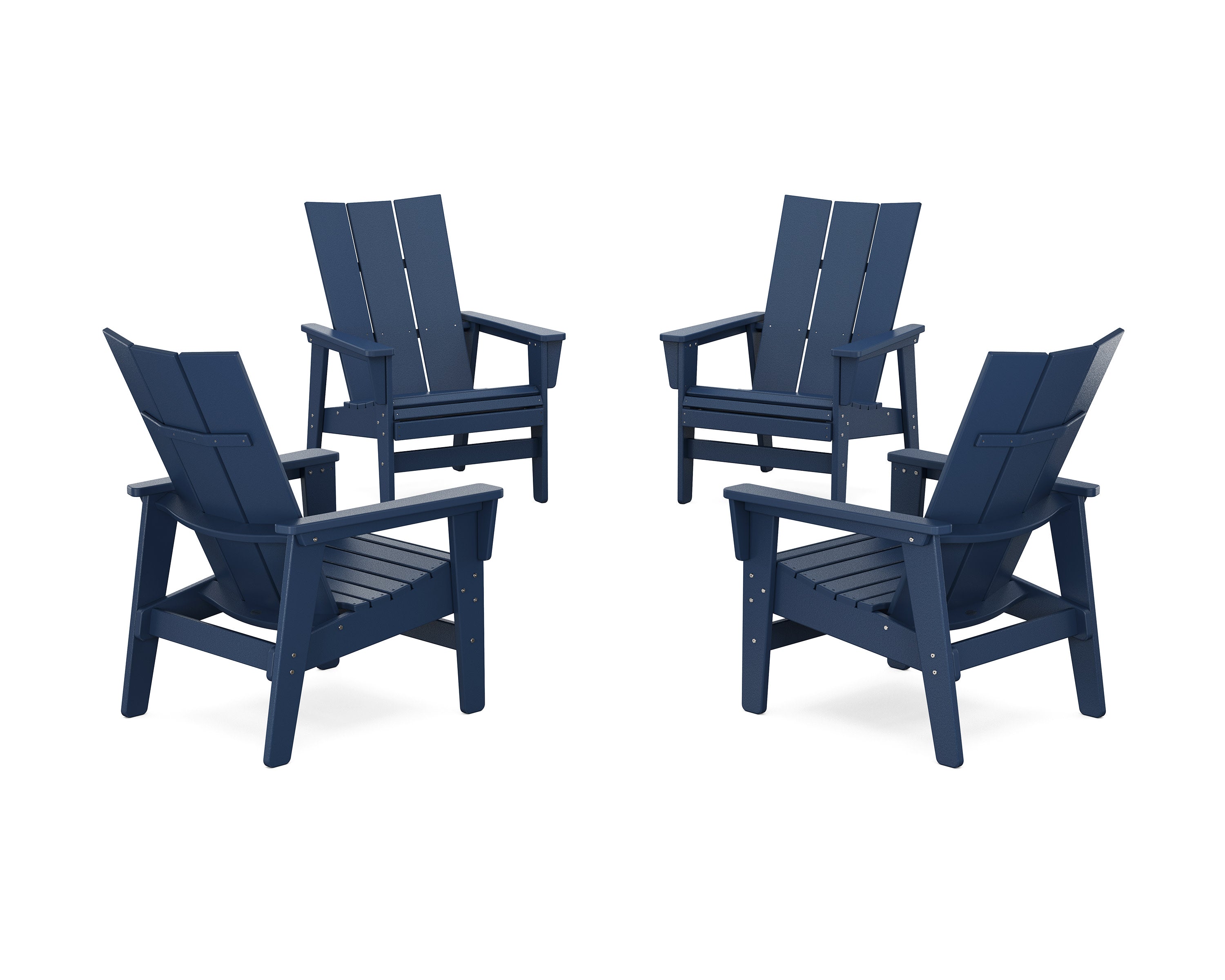 4-Piece Modern Grand Upright Adirondack Chair Conversation Set in Navy