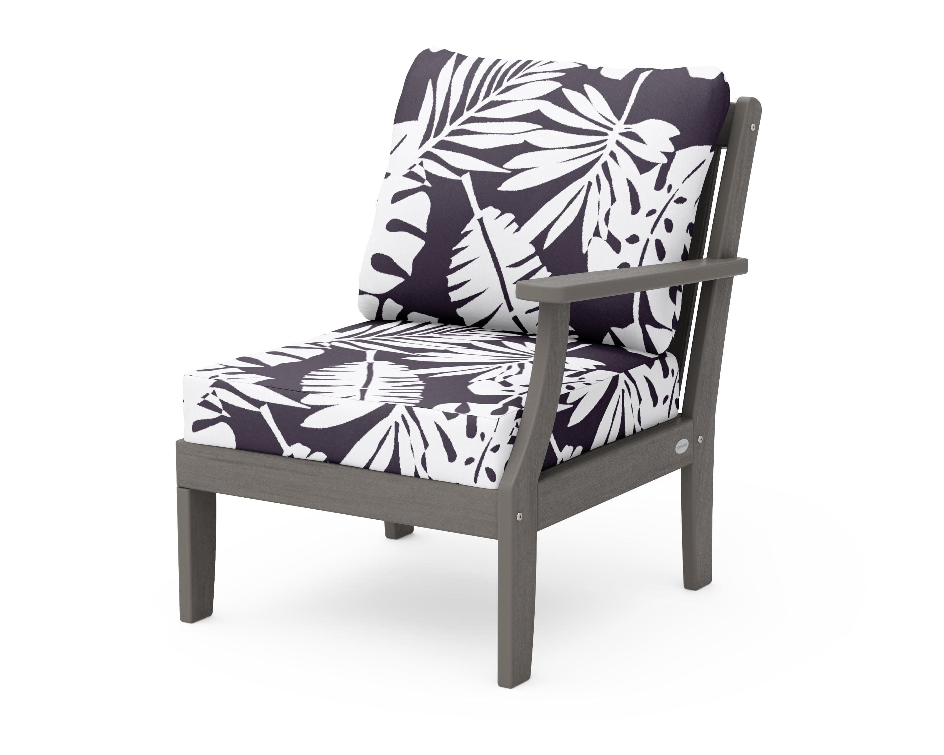 Braxton Modular Right Arm Chair in Driftwood / Leaf Navy
