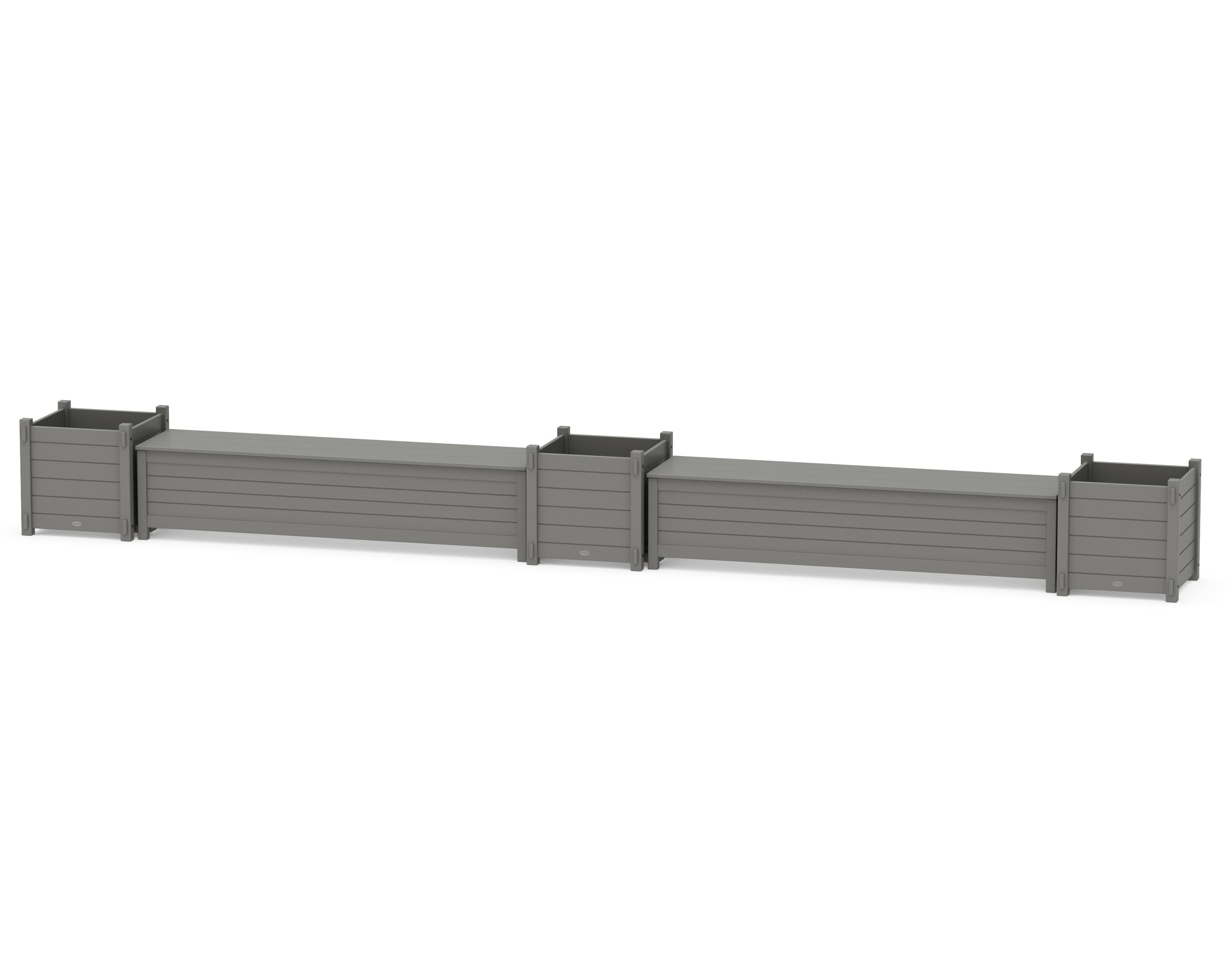 72" Nautical Straight Double Planter Storage Bench Set- Large in Slate Grey