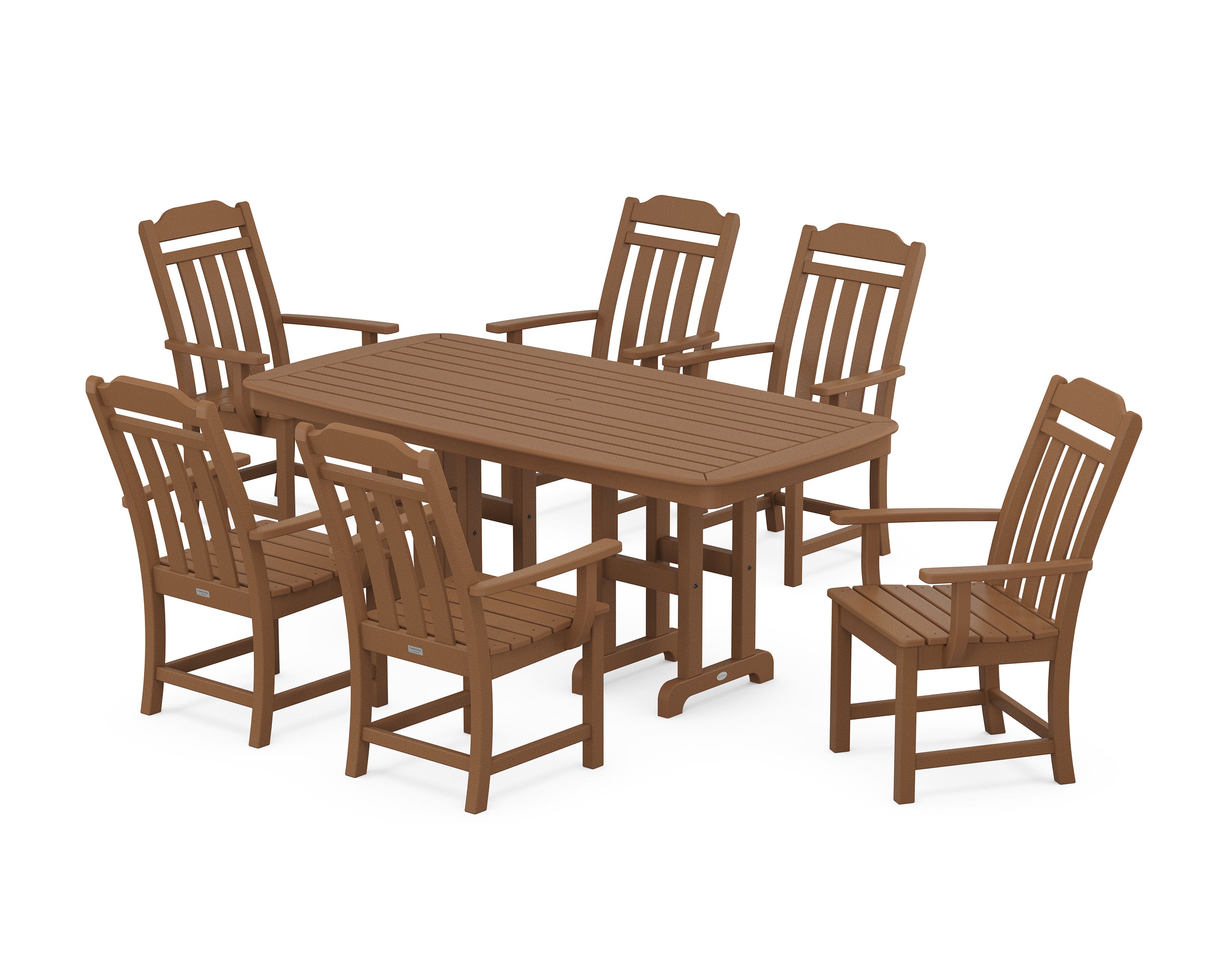 Cottage Arm Chair 7-Piece Dining Set in Teak