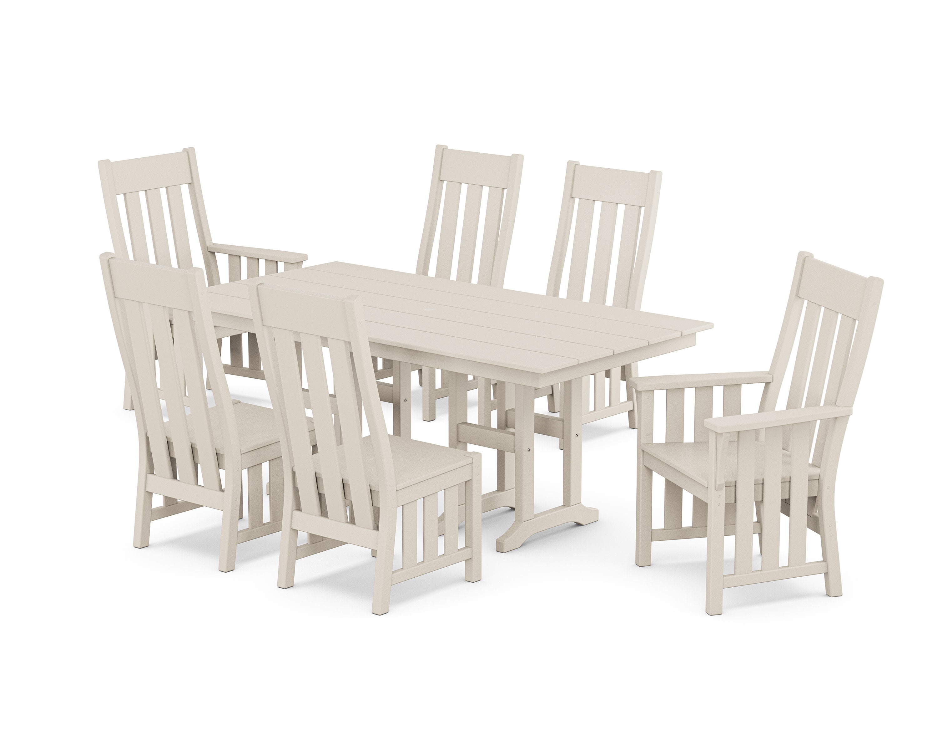 Acadia 7-Piece Farmhouse Dining Set in Sand
