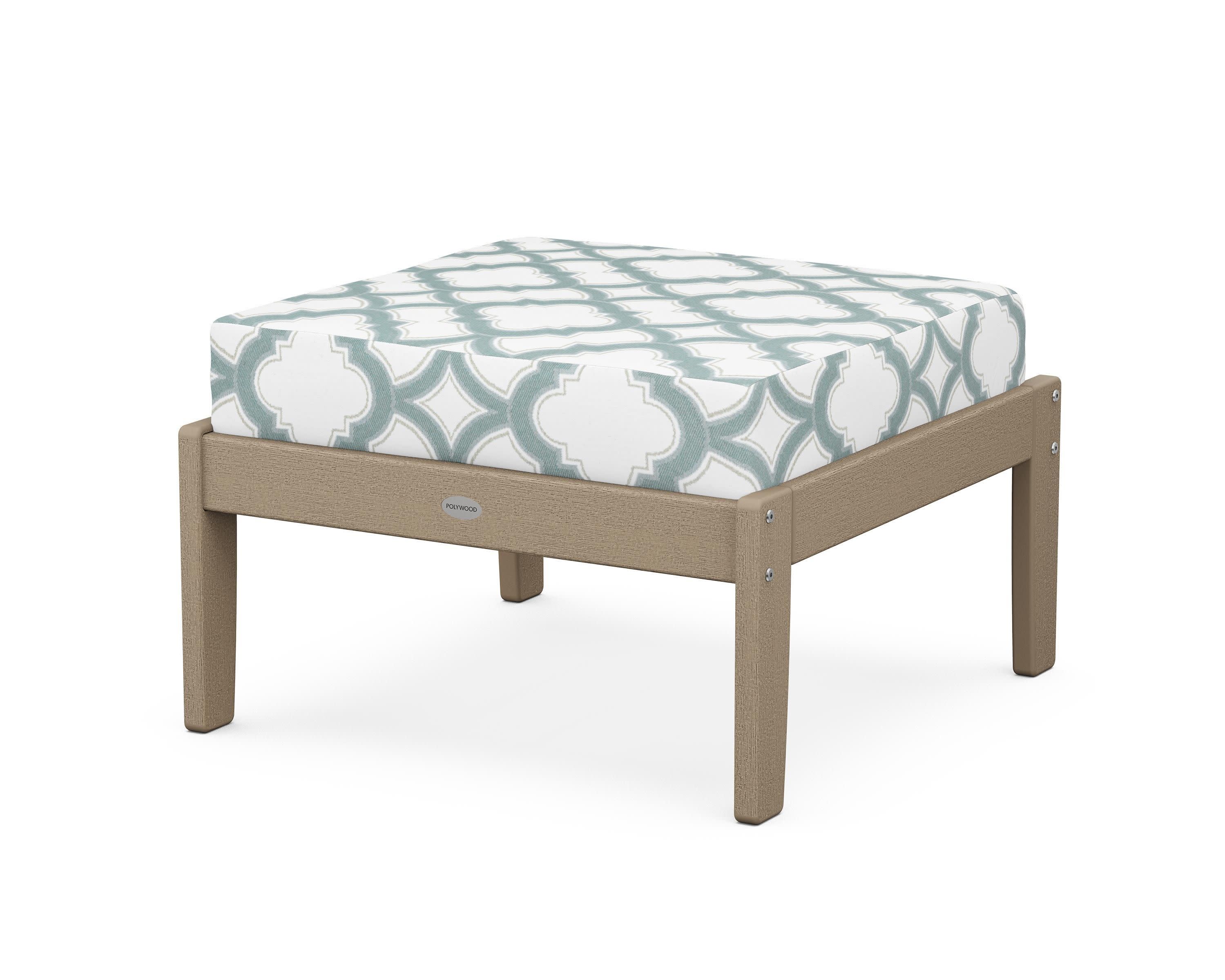 Braxton Deep Seating Ottoman in Vintage Sahara / Trellis Glacier Spa