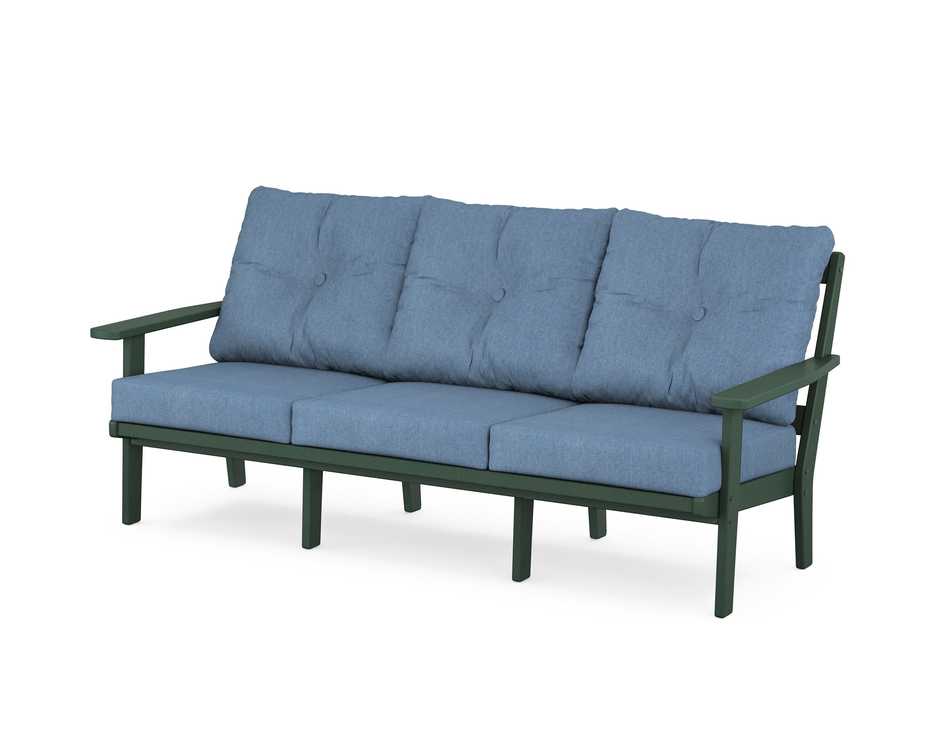 Oxford Deep Seating Sofa in Green / Sky Blue
