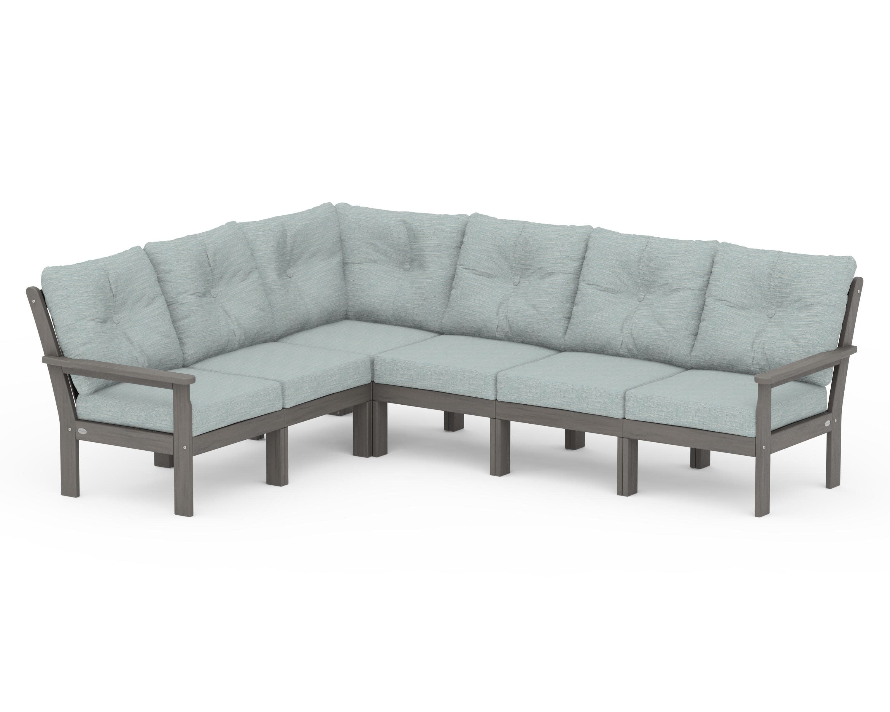 Vineyard 6-Piece Sectional in Driftwood / Soothe Mist