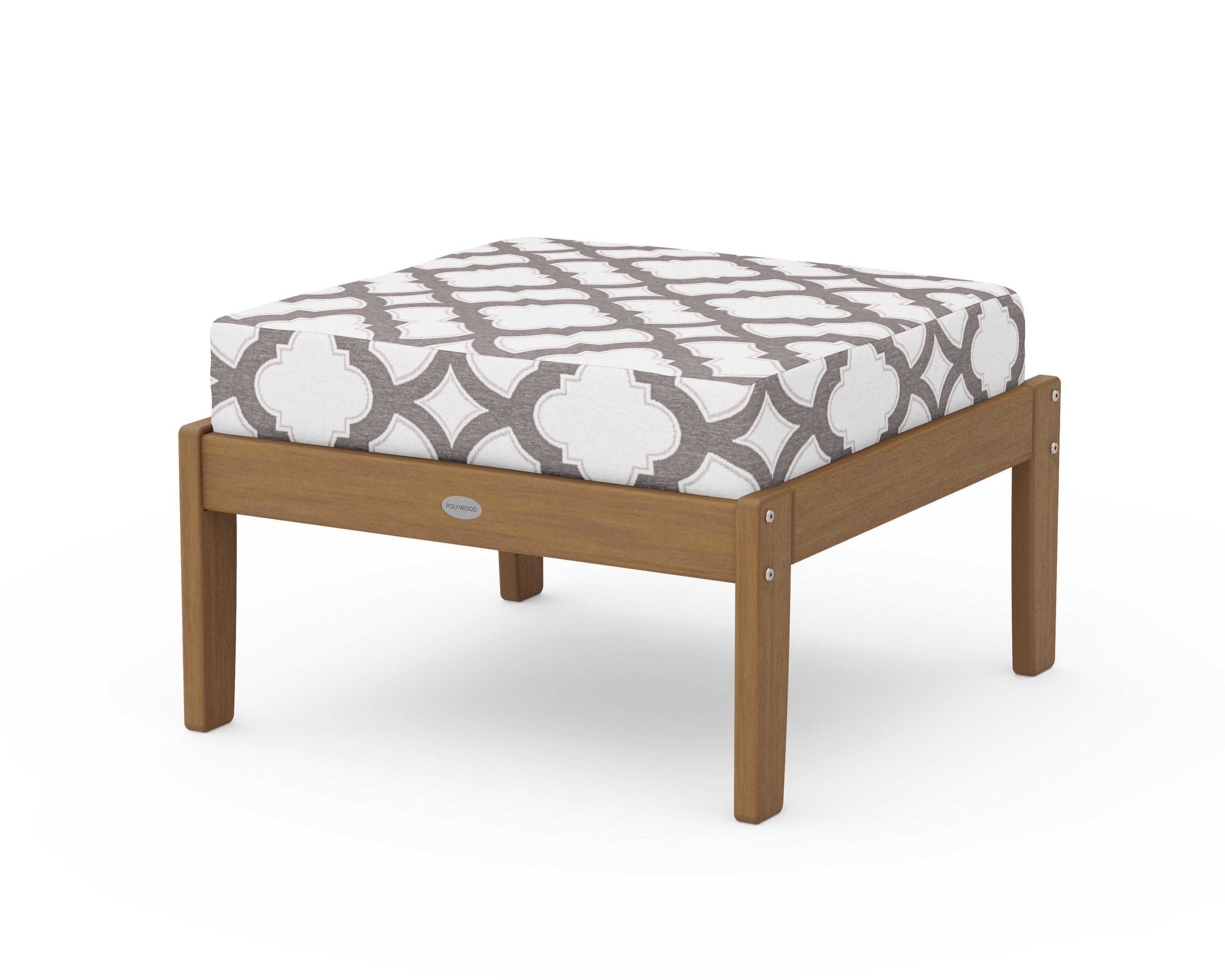 Braxton Deep Seating Ottoman in Natural / Trellis Grey Mist