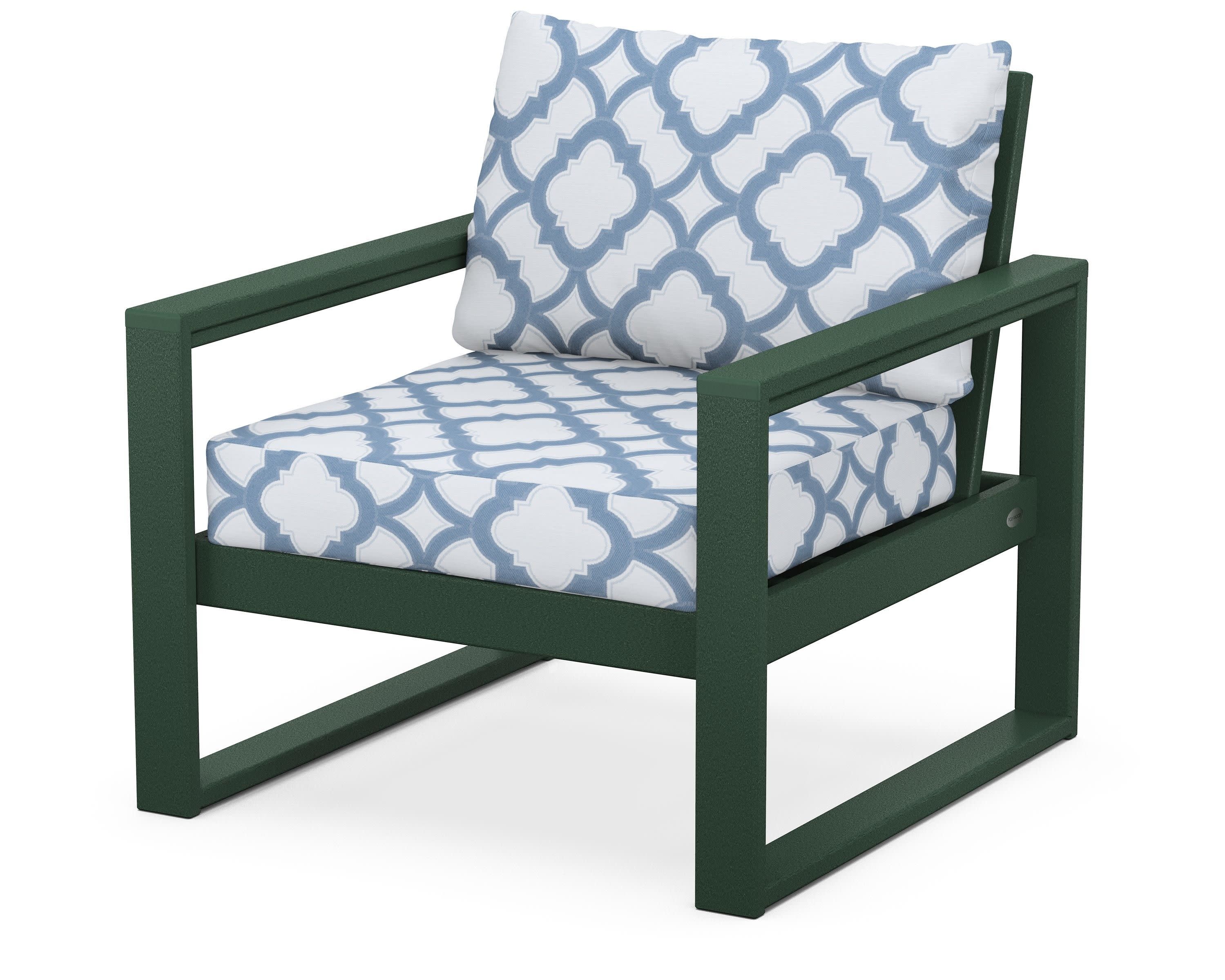 EDGE Club Chair in Green / Trellis Sky Blue