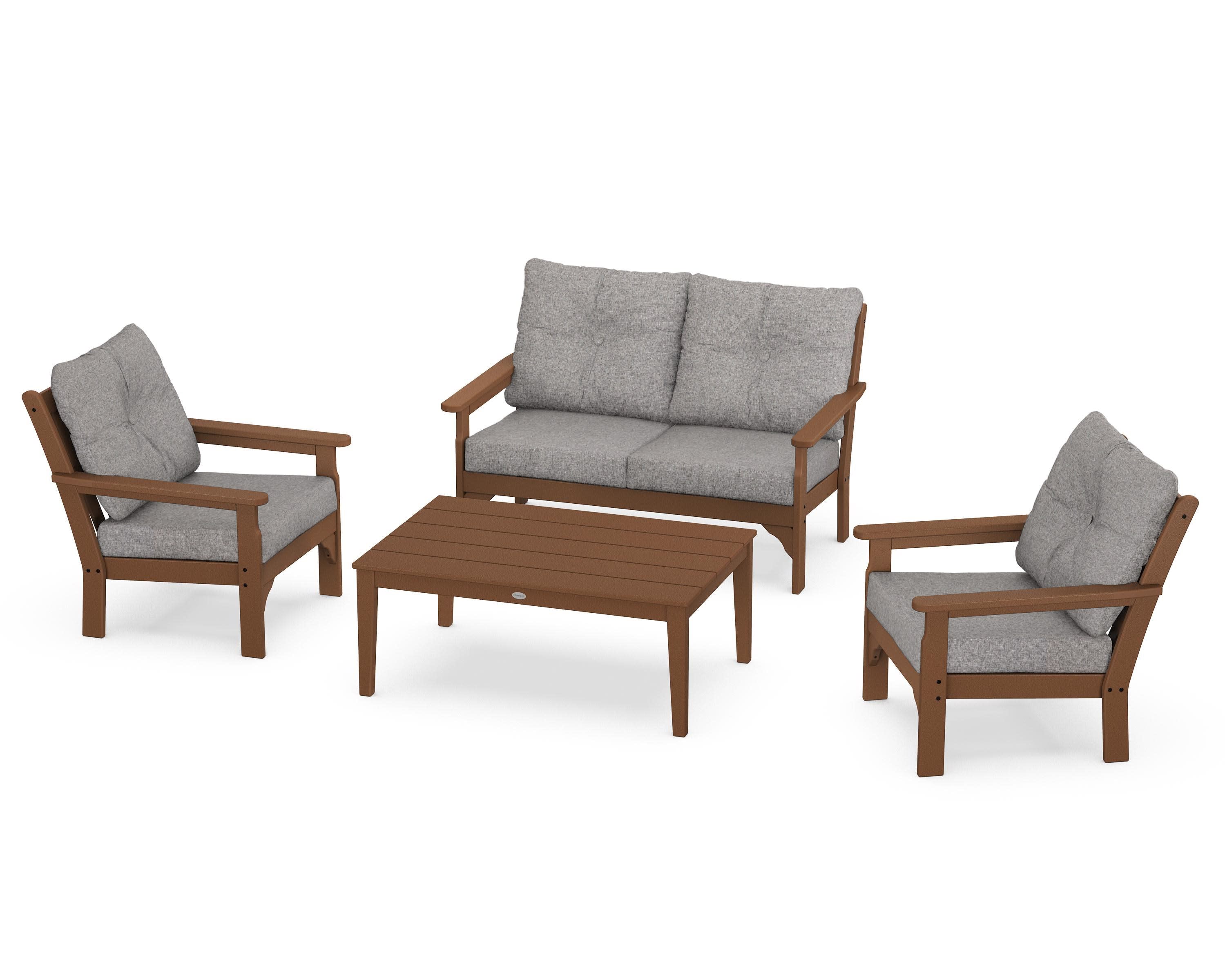 Vineyard 4-Piece Deep Seating Set in Teak / Grey Mist