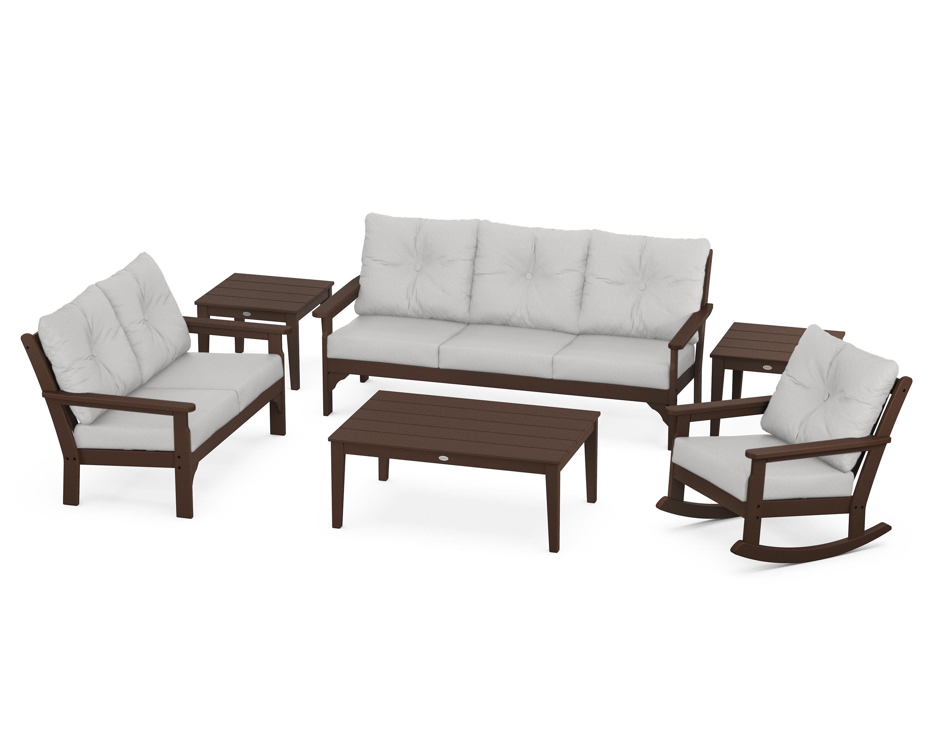 Vineyard 6-Piece Deep Seating Set in Mahogany / Diamond in the Rough