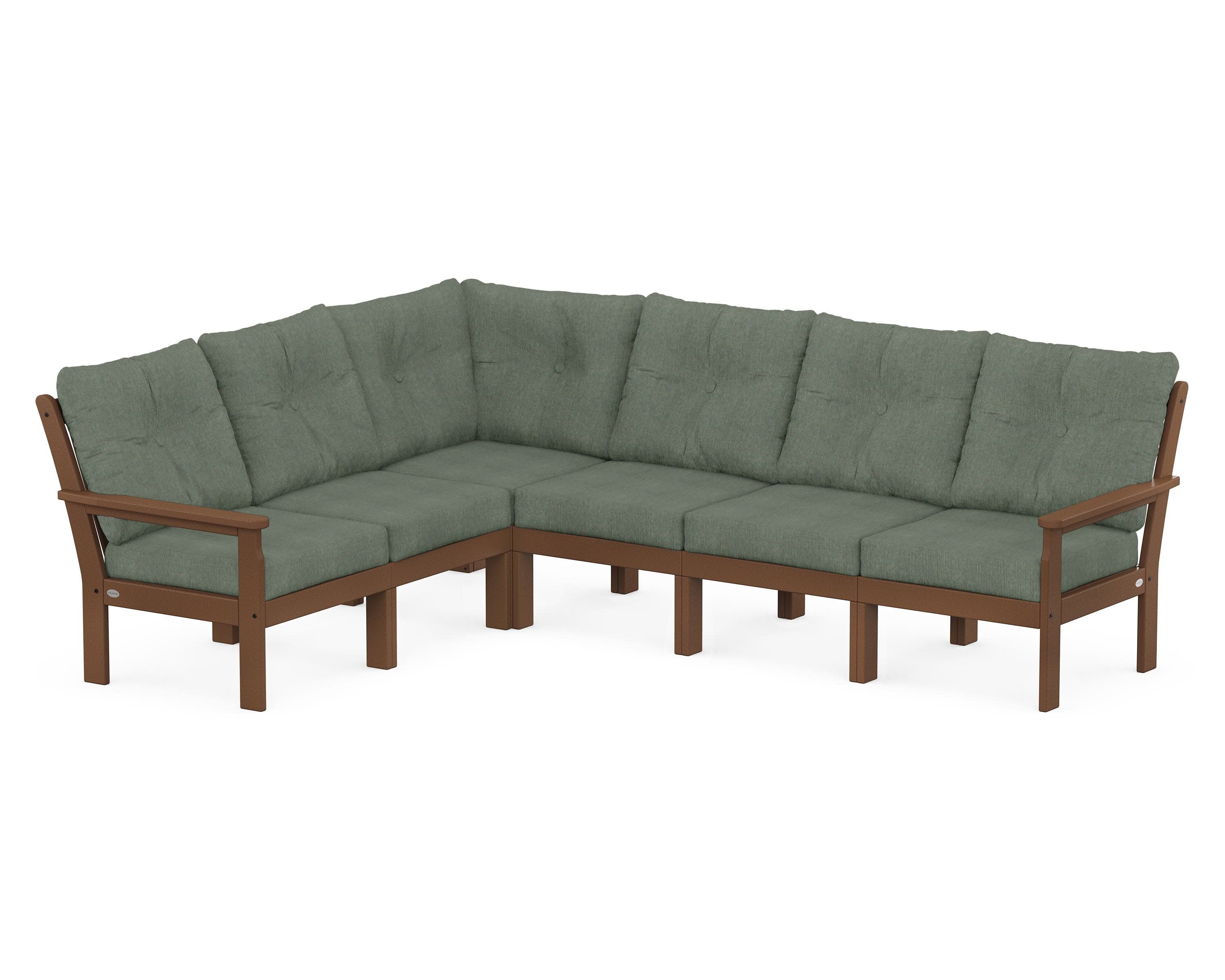 Vineyard 6-Piece Sectional in Teak / Cast Sage