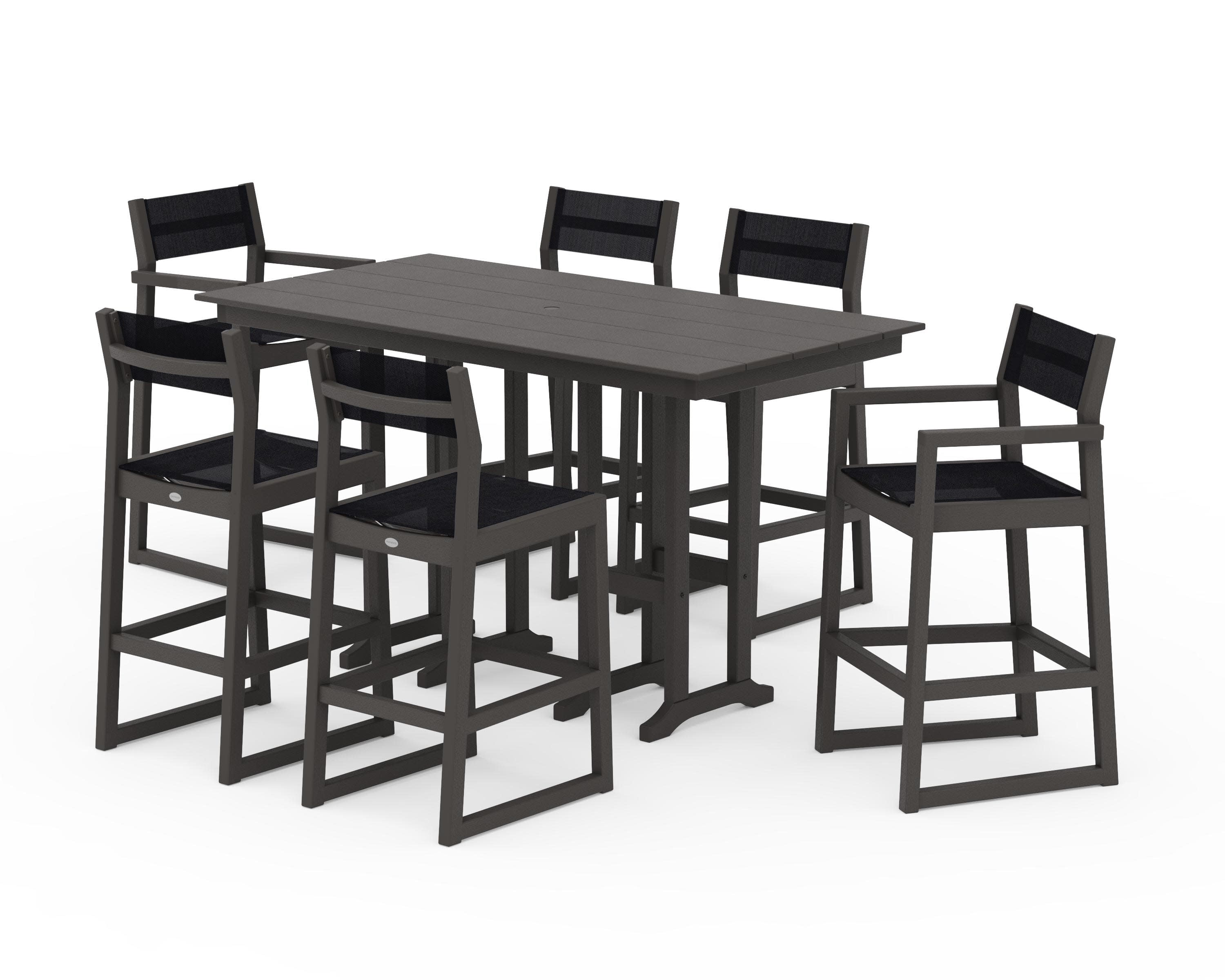 EDGE Sling 7-Piece Farmhouse Bar Set in Vintage Coffee / Black Sling