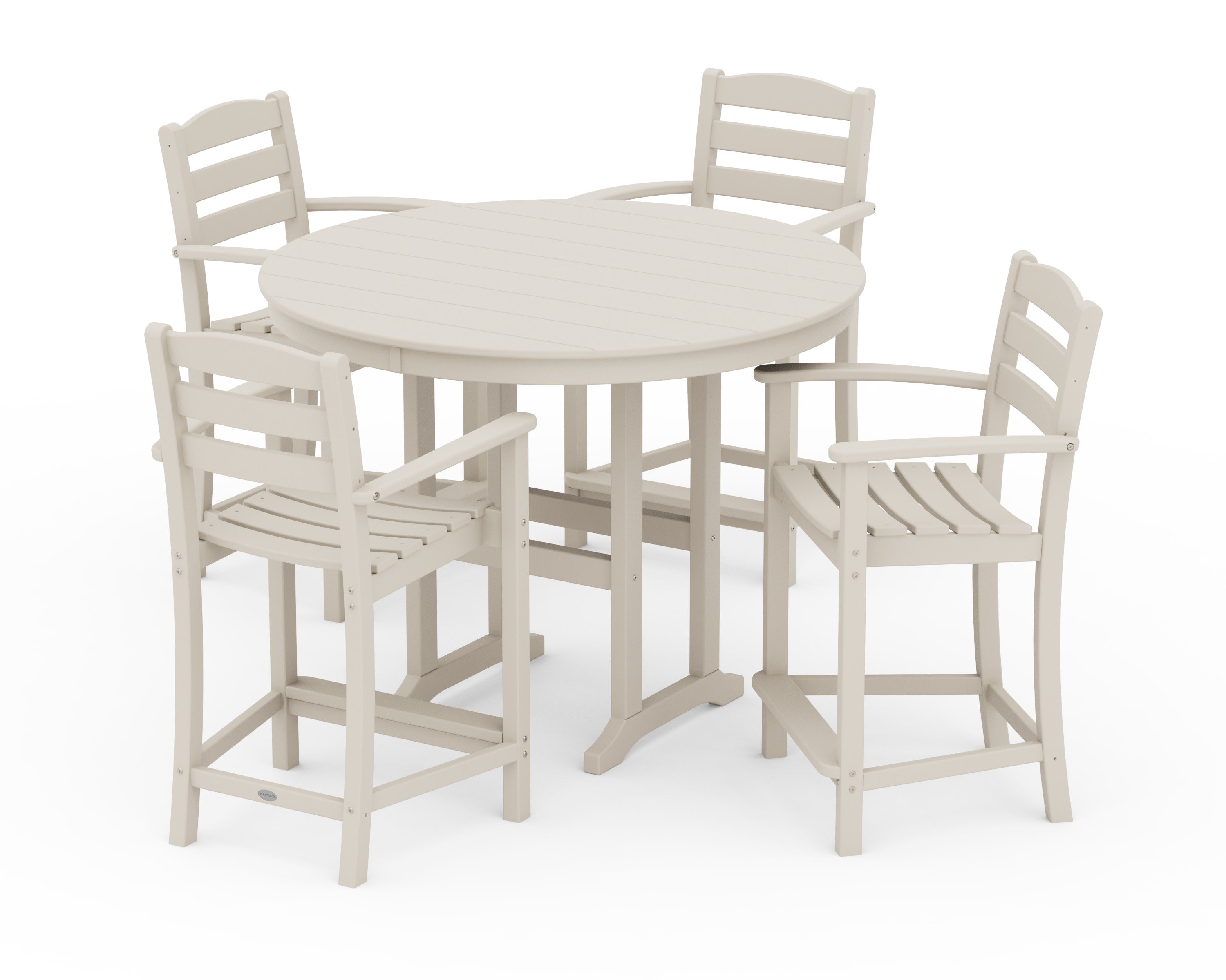 La Casa Caf 5-Piece Round Farmhouse Counter Set in Sand