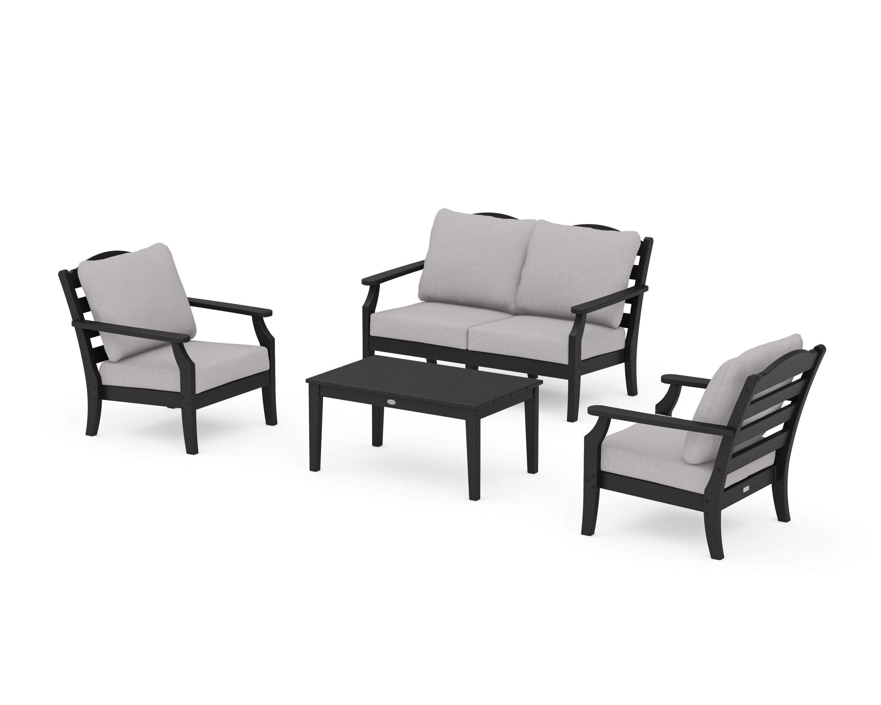 Savannah 4-Piece Deep Seating Set with Loveseat in Black / Granite