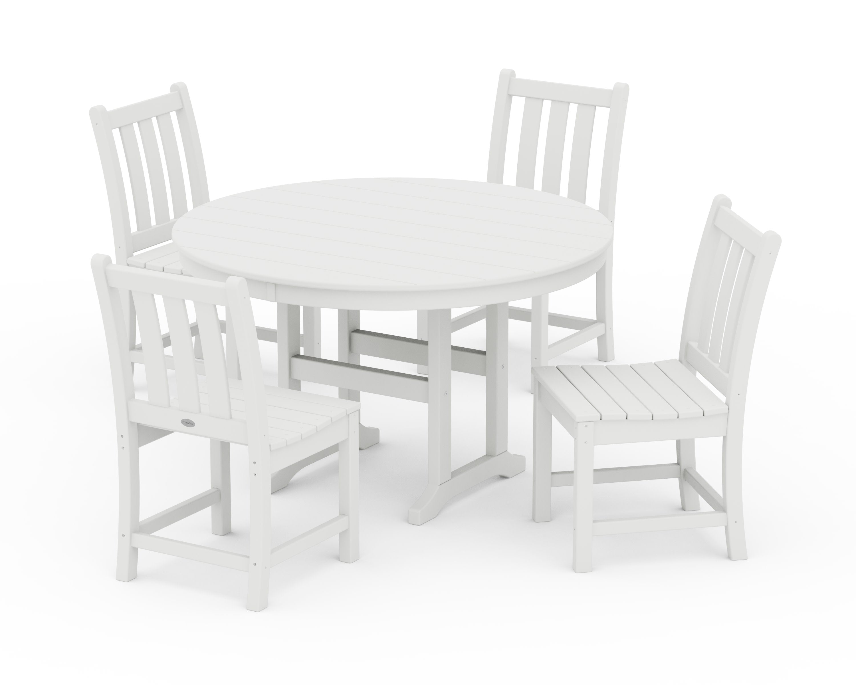 Traditional Garden Side Chair 5-Piece Round Farmhouse Dining Set in White