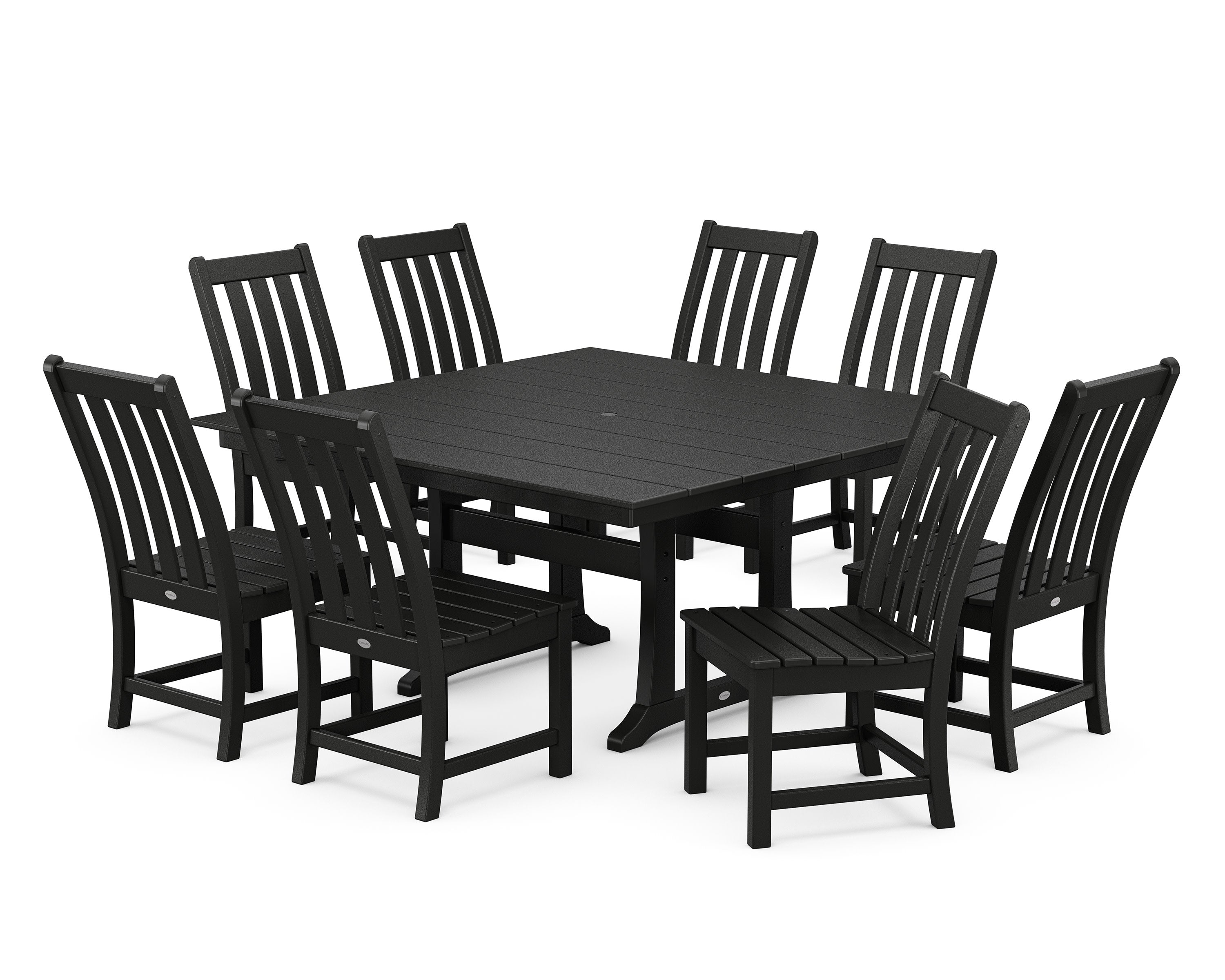 Vineyard 9-Piece Farmhouse Trestle Dining Set in Black