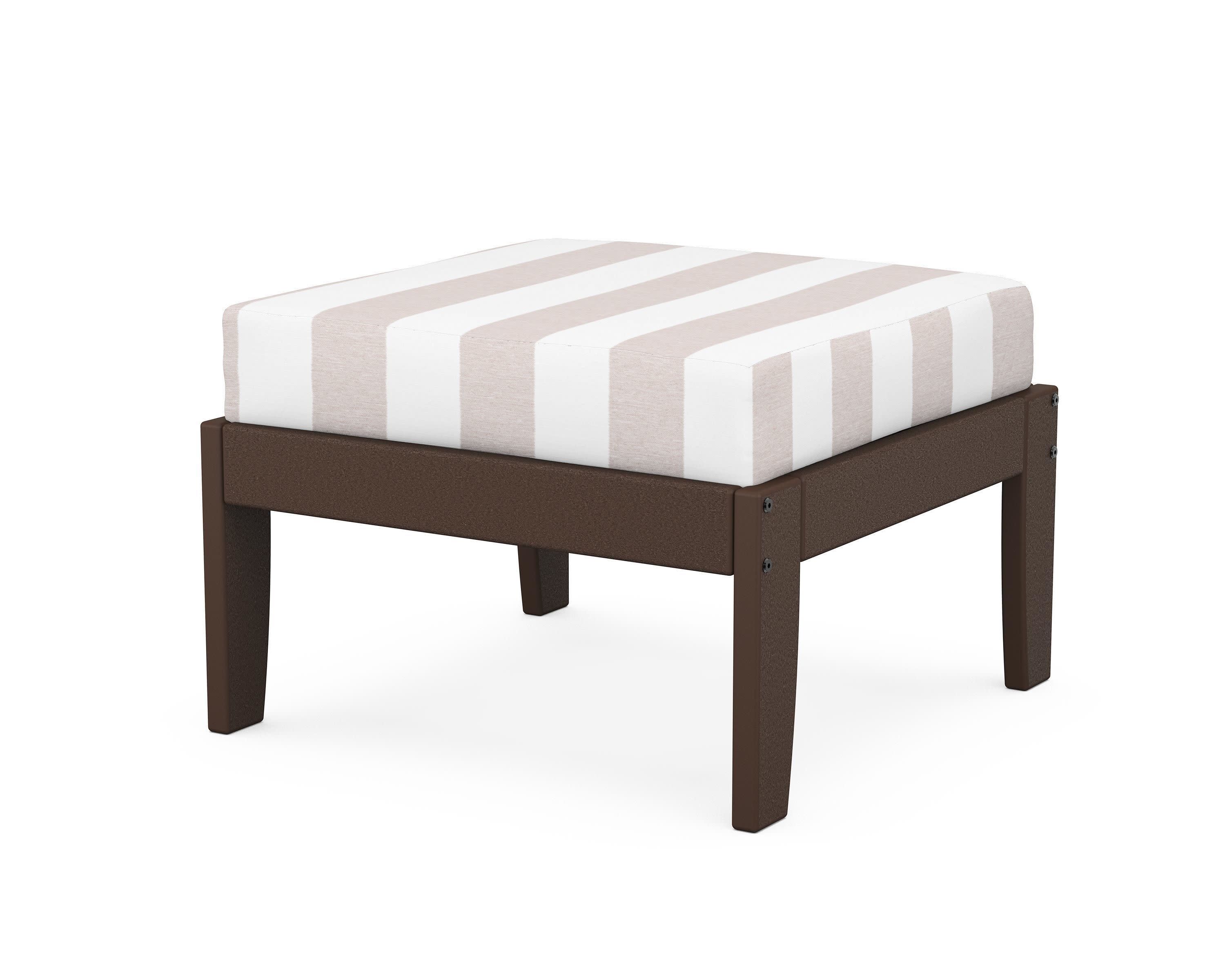 Modular Ottoman - Classic in Mahogany / Cabana Stripe Dune Burlap