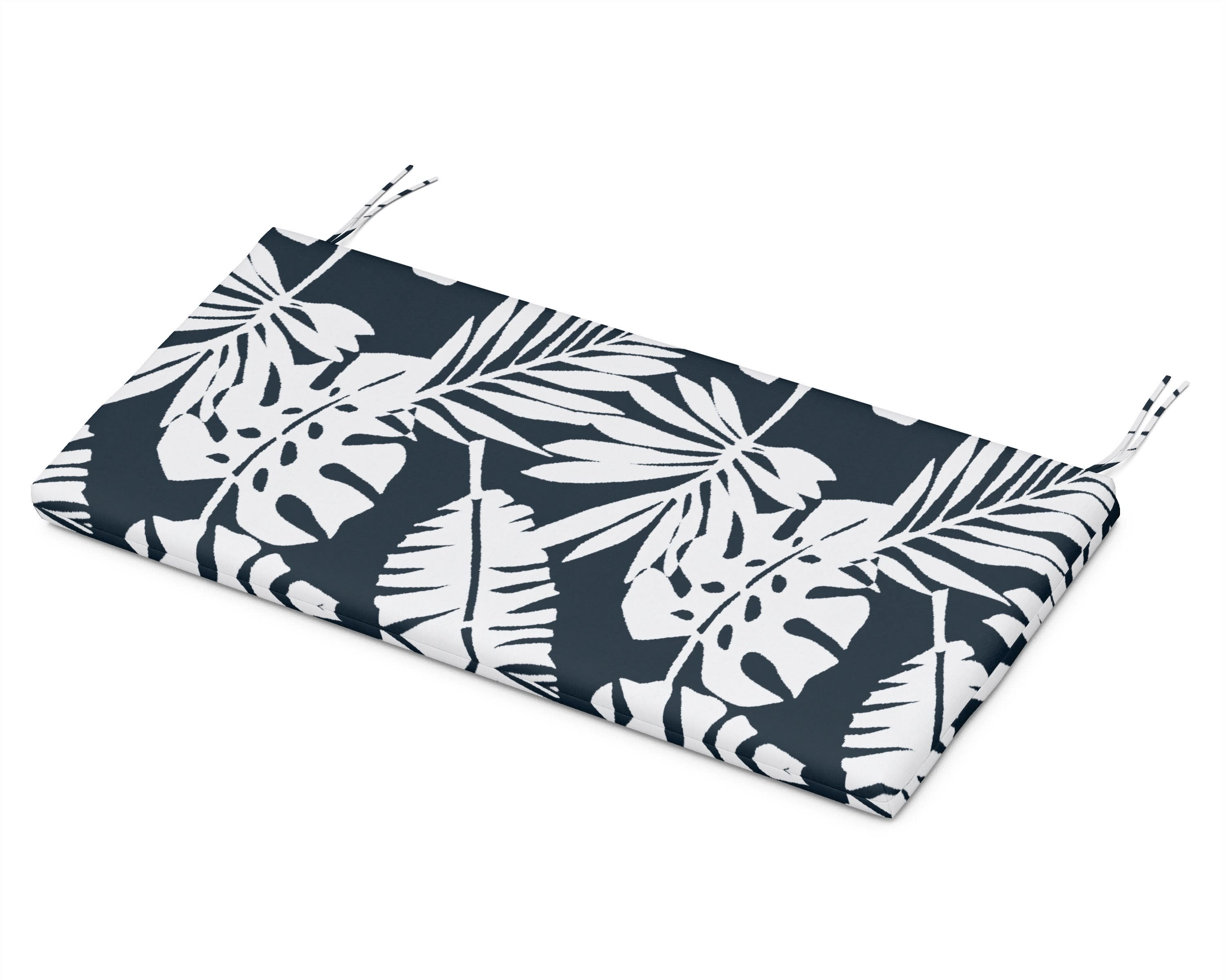 Bench Seat Cushion - 17"D x 40.5"W x 2.5"H in Leaf Marine Indigo