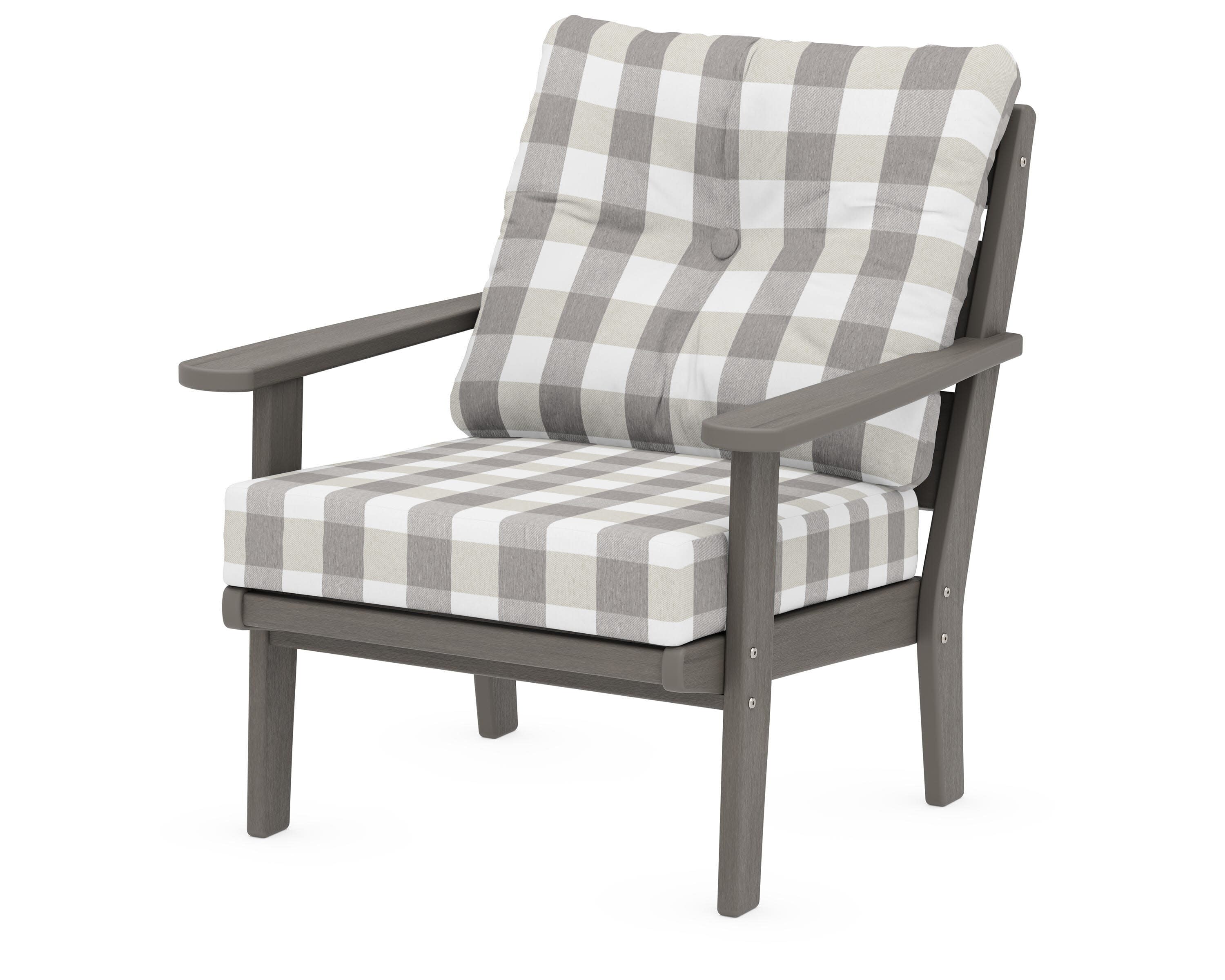Lakeside Deep Seating Chair in Driftwood / Buffalo Plaid Grey Mist
