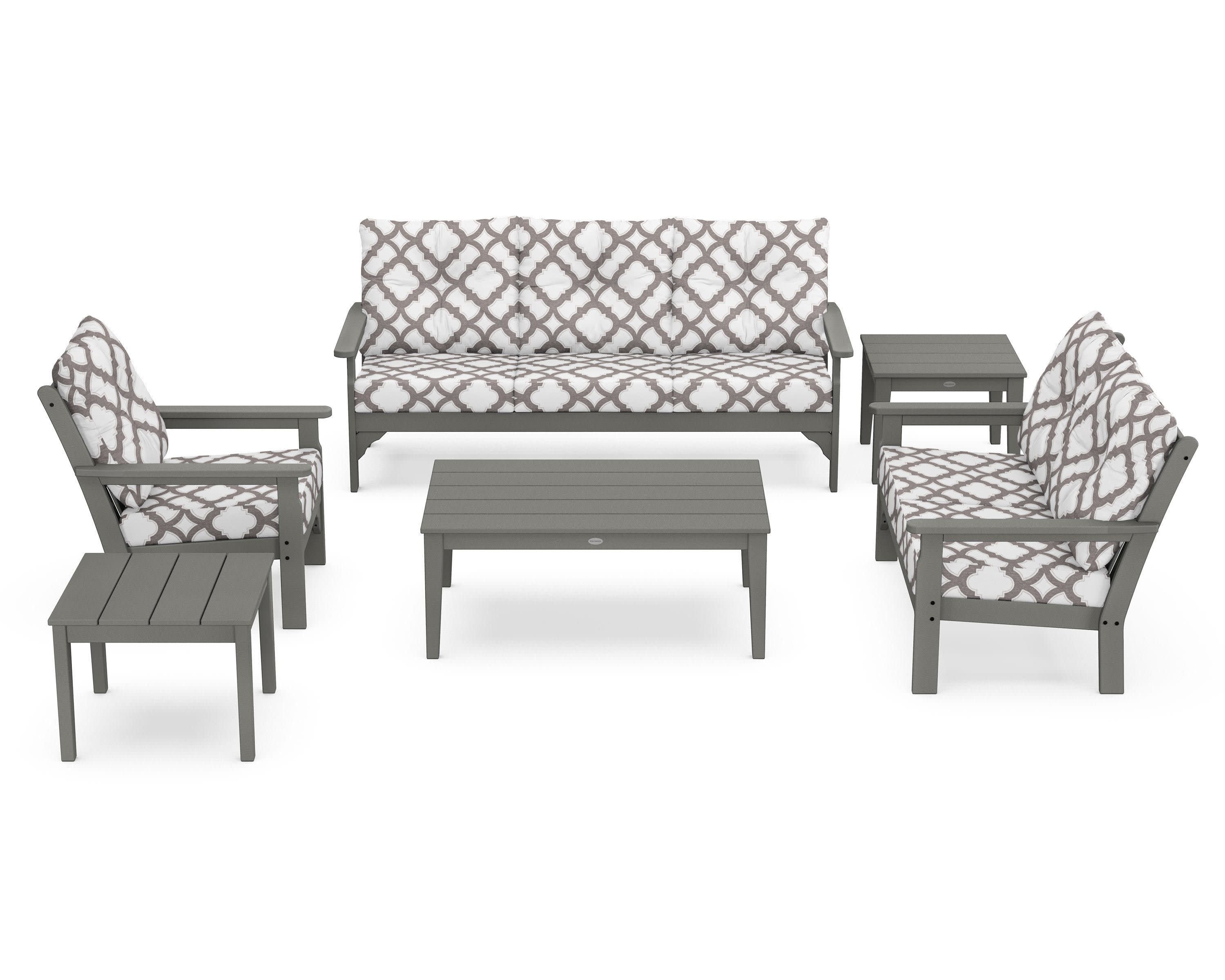 Vineyard 6-Piece Deep Seating Set in Slate Grey / Trellis Grey Mist