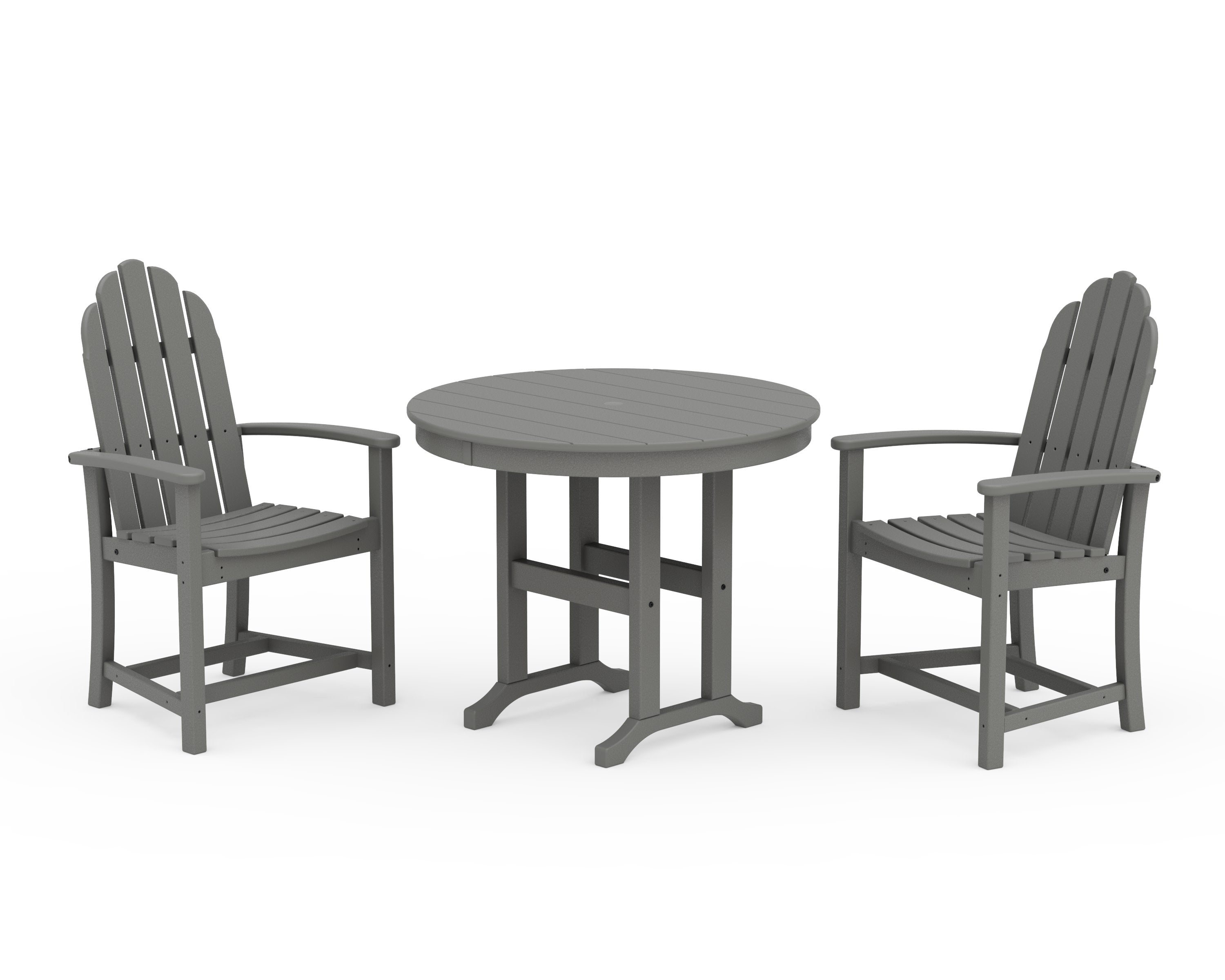 Classic Adirondack 3-Piece Round Dining Set in Slate Grey