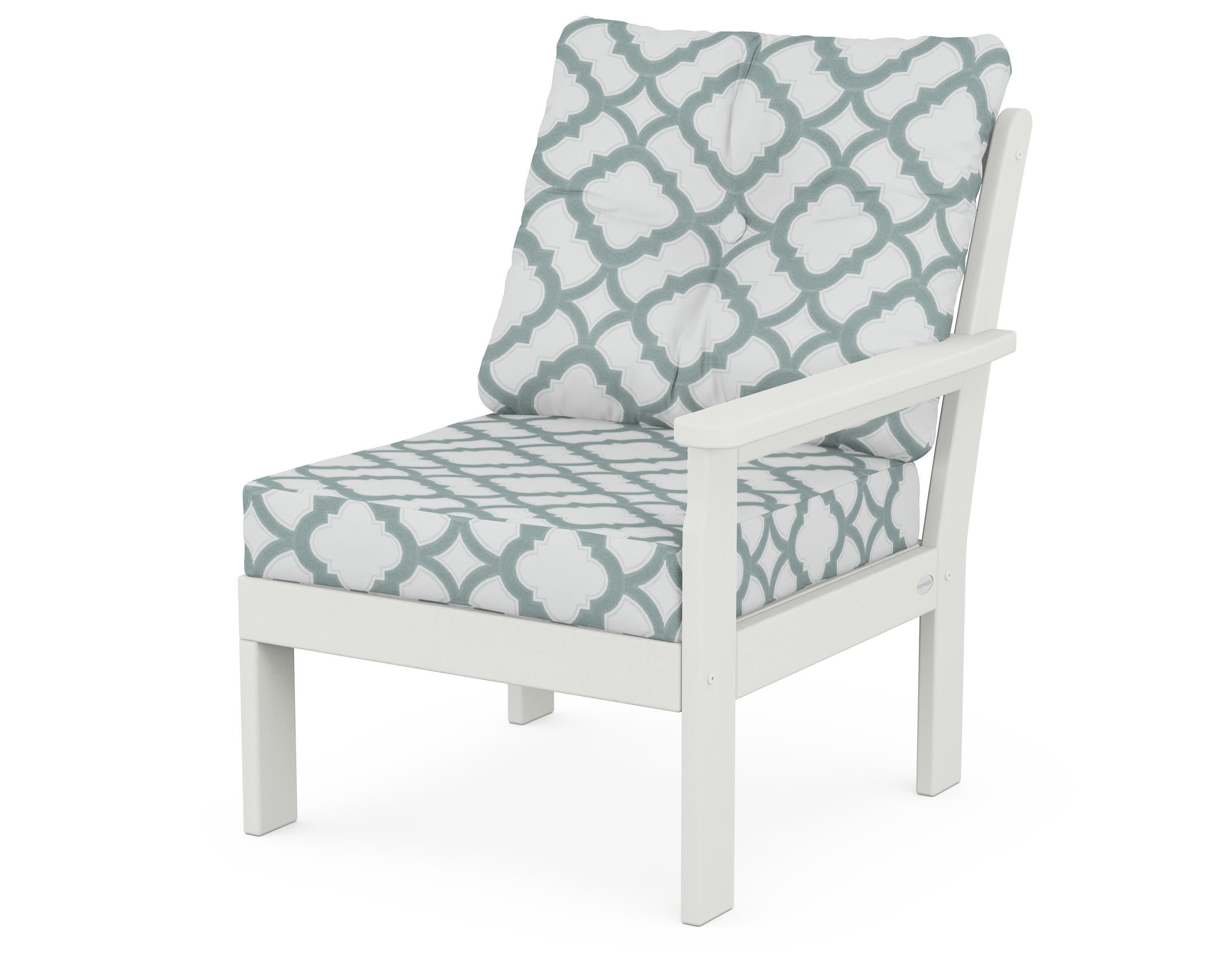 Vineyard Modular Right Arm Chair in Vintage White / Trellis Glacier Spa