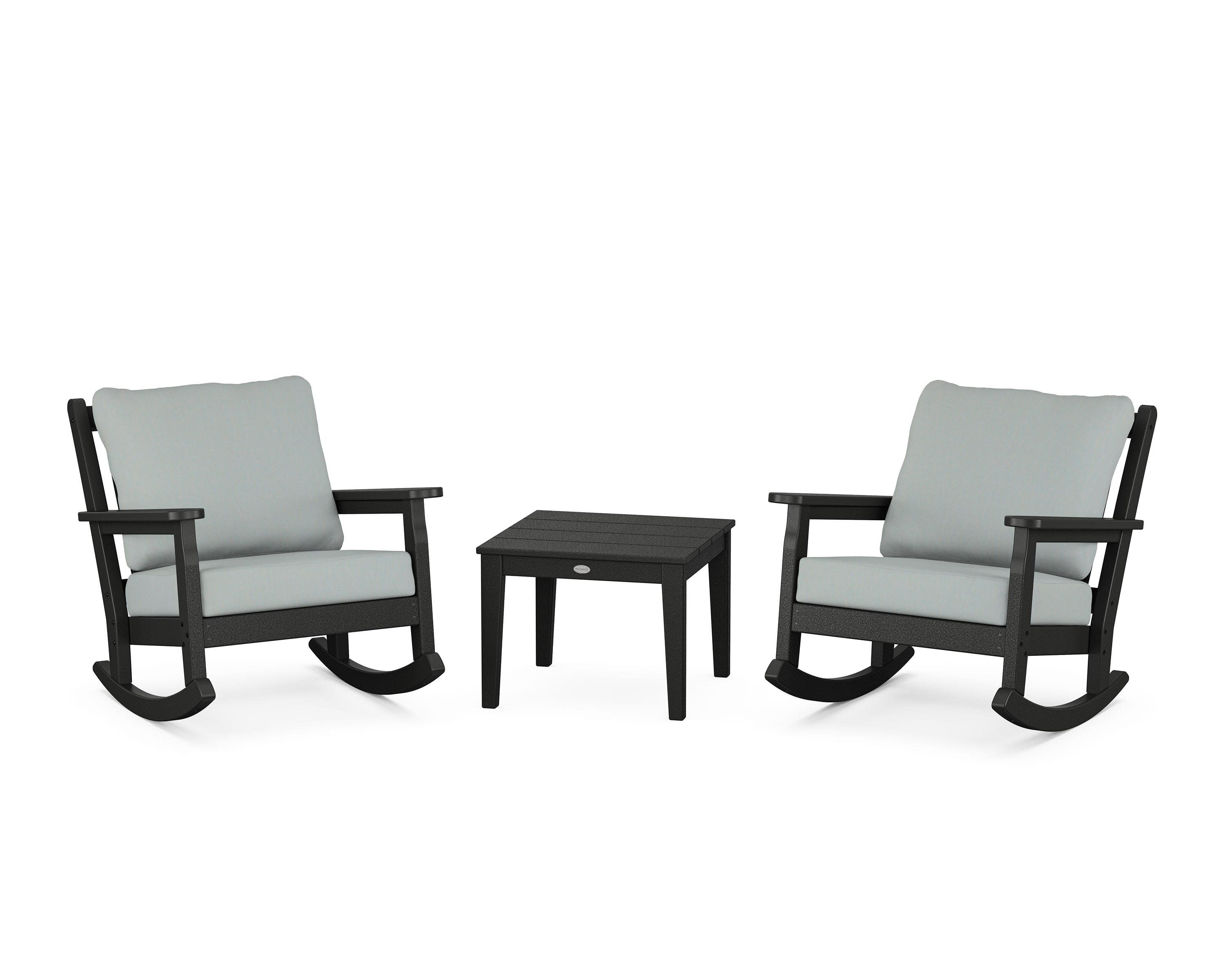 Chippendale 3-Piece Deep Seating Rocker Set in Black / Spa
