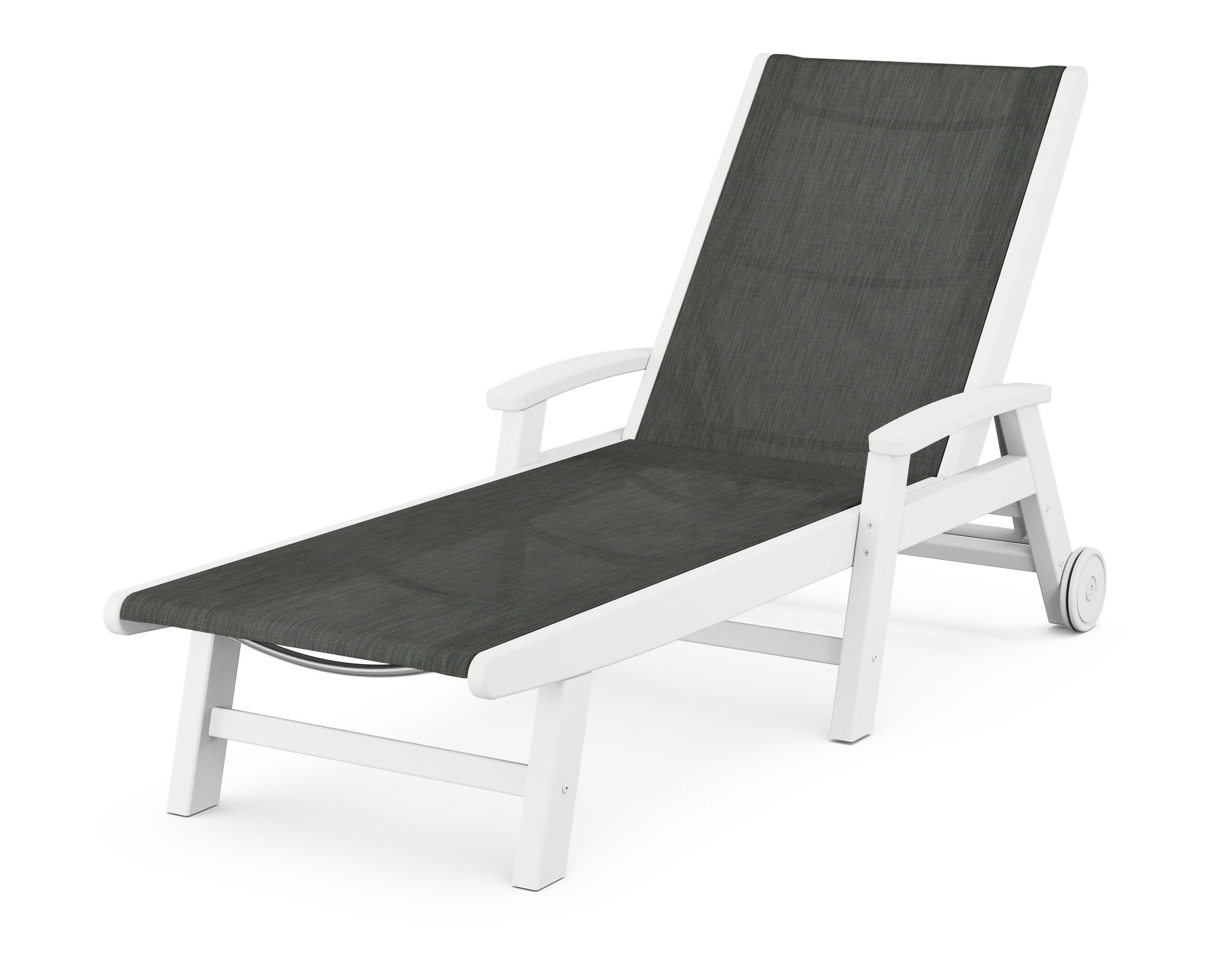 Coastal Chaise with Wheels in White / Ember Sling