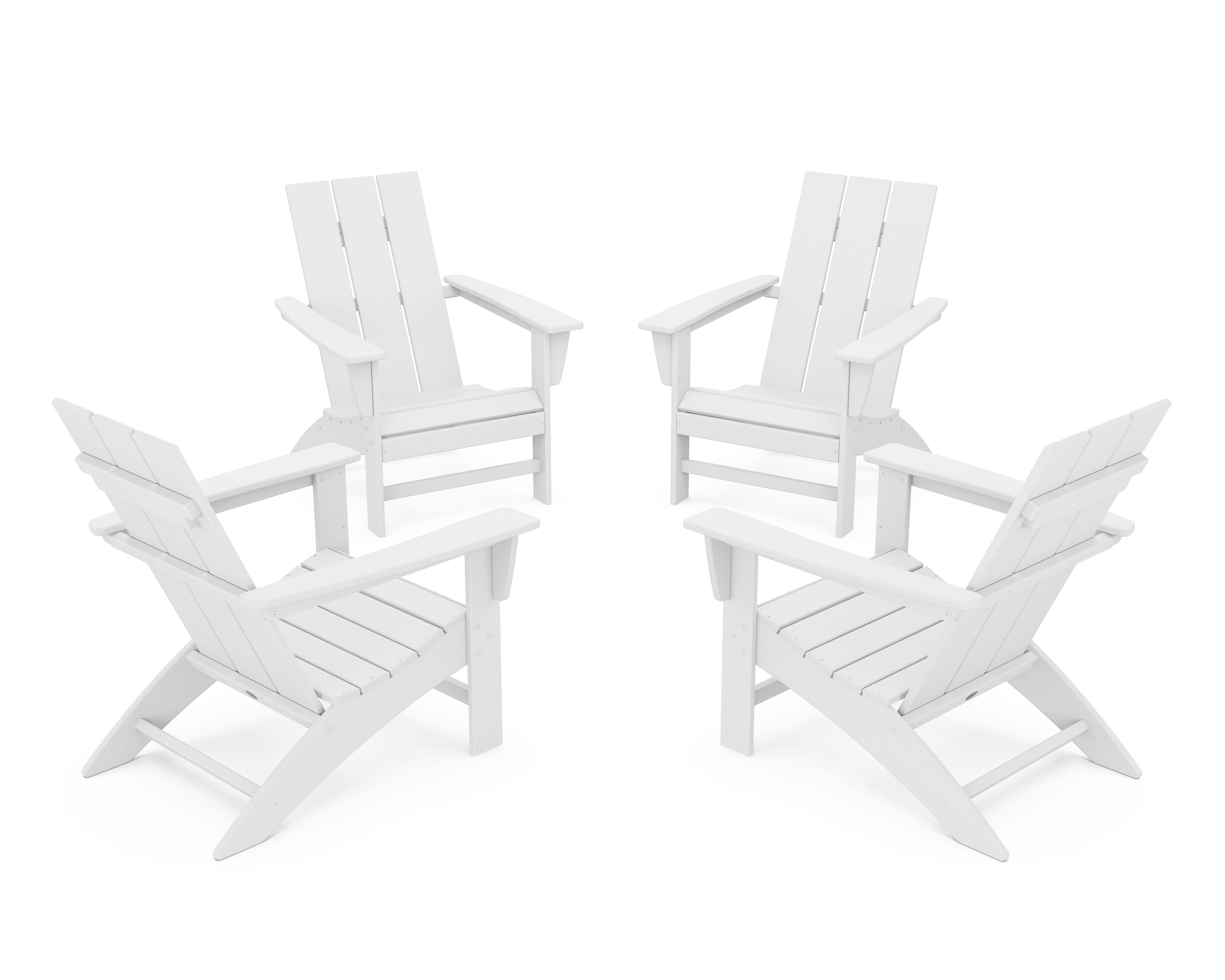 4-Piece Modern Adirondack Chair Conversation Set in White