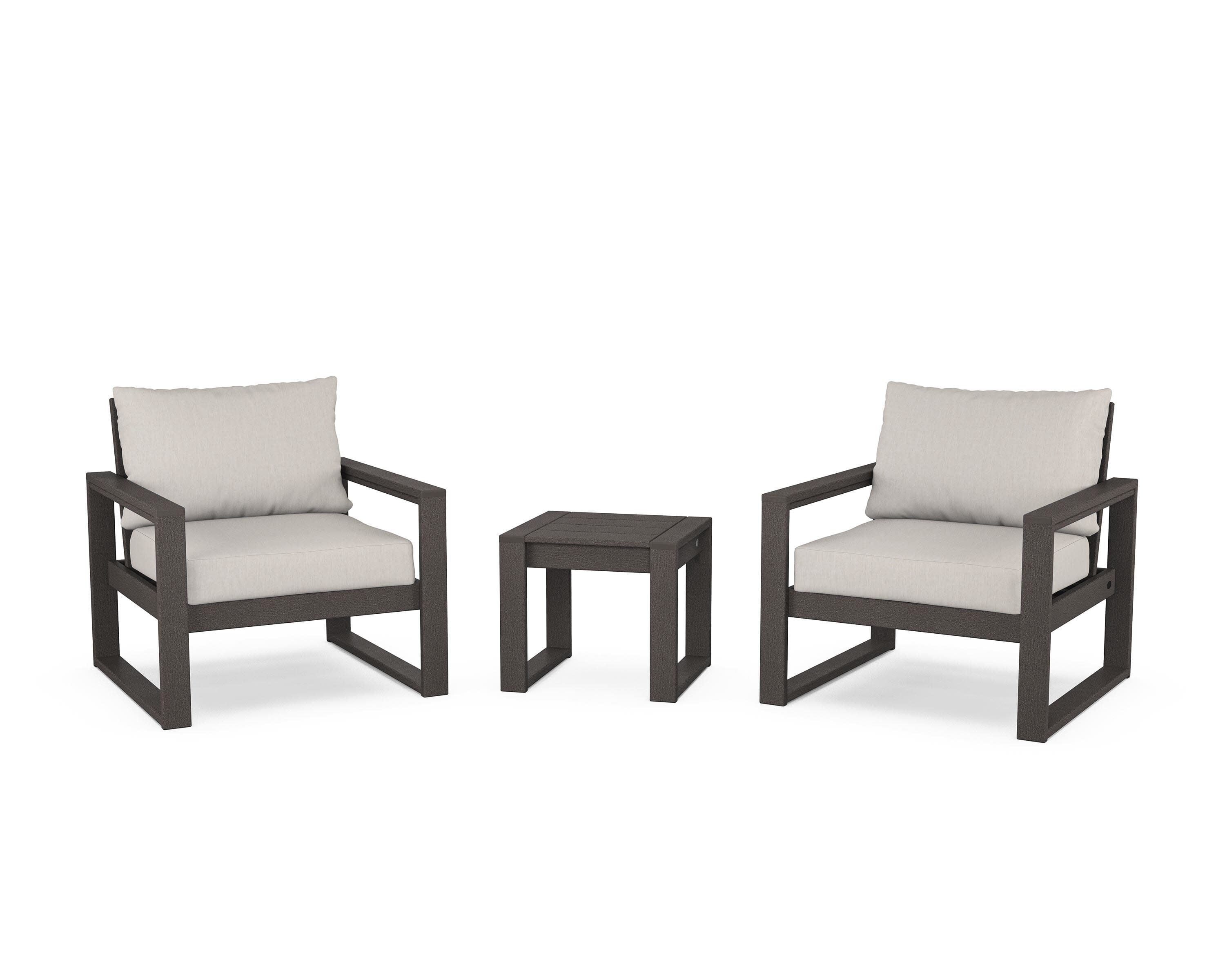 EDGE Sectional 3-Piece Deep Seating Set in Vintage Coffee / Cast Ash