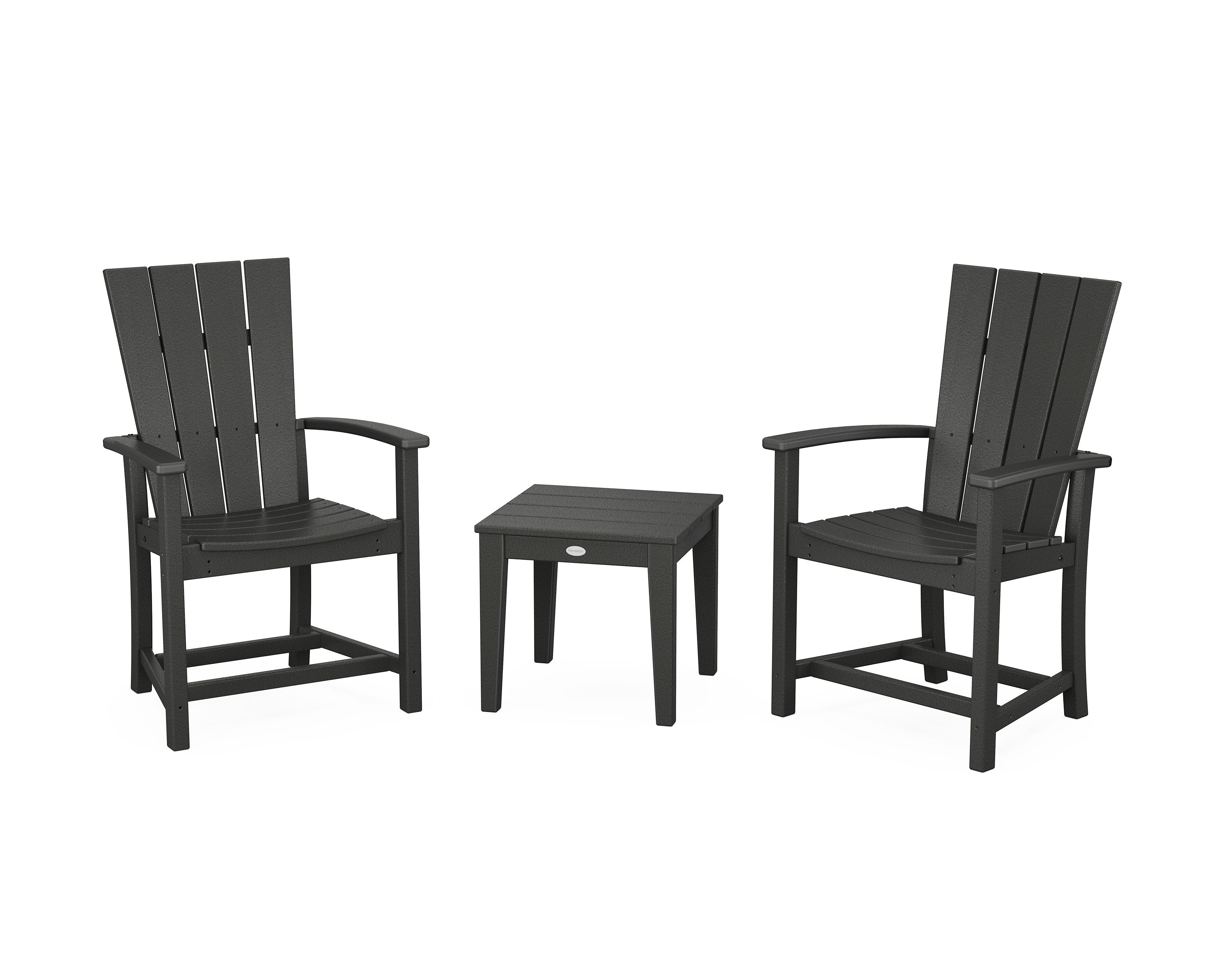 Quattro 3-Piece Upright Adirondack Chair Set in Black