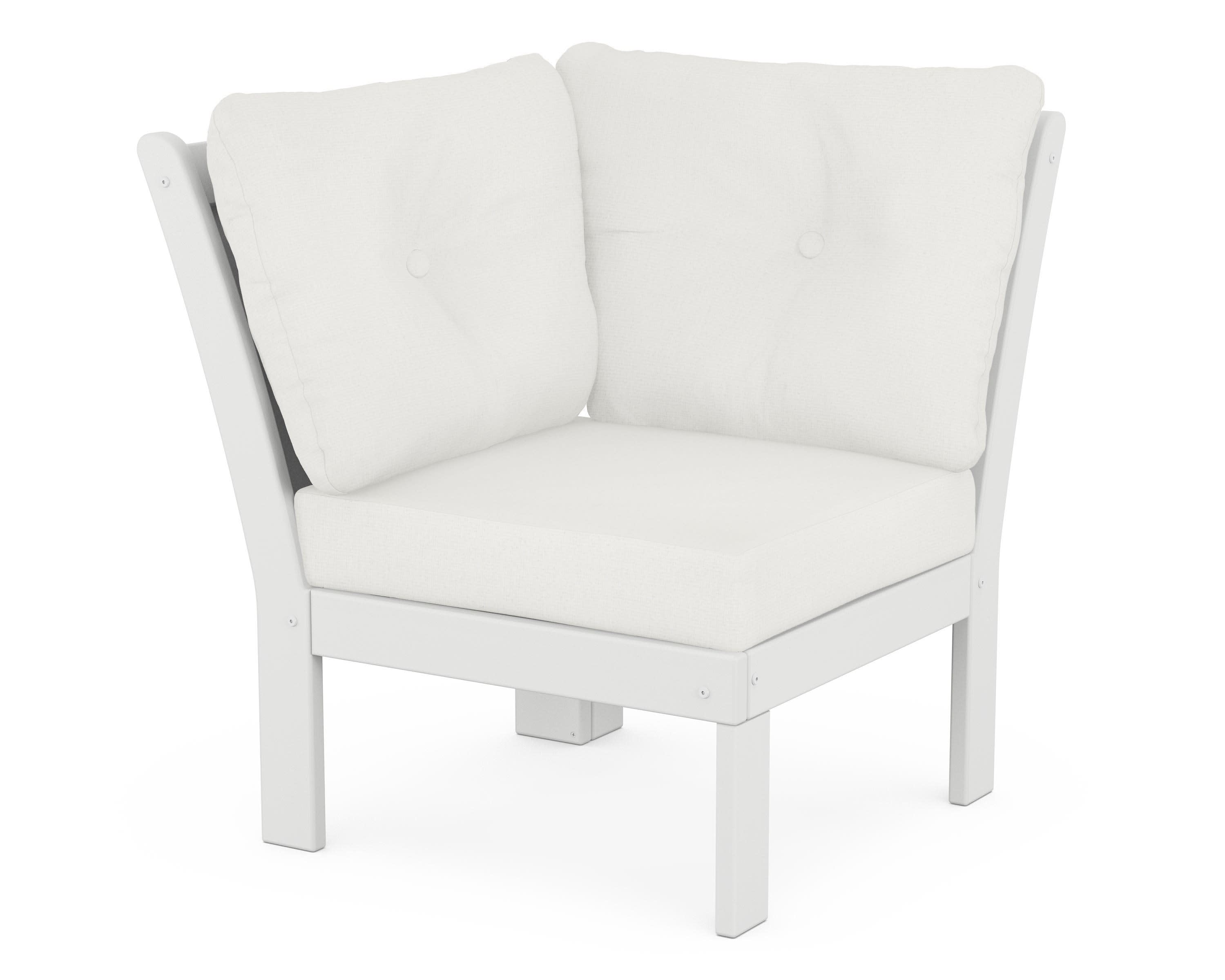 Vineyard Modular Corner Chair in White / Natural Linen