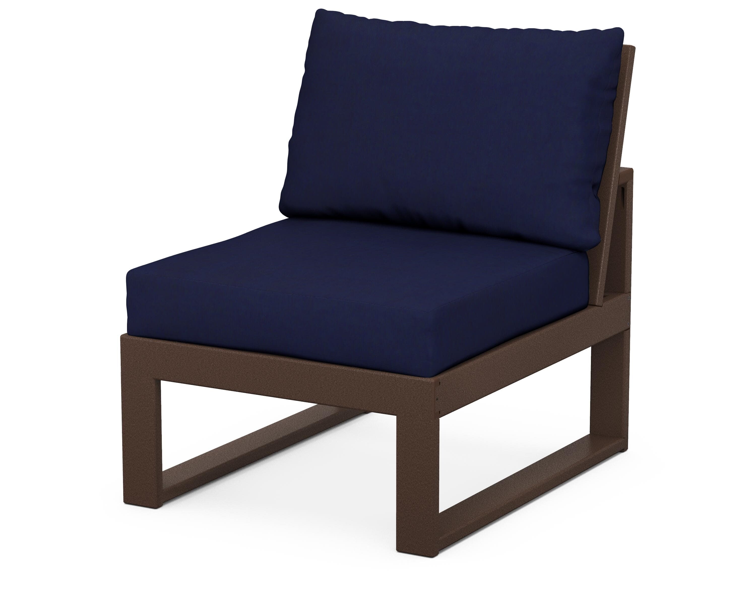 Modular Armless Chair in Mahogany / Navy