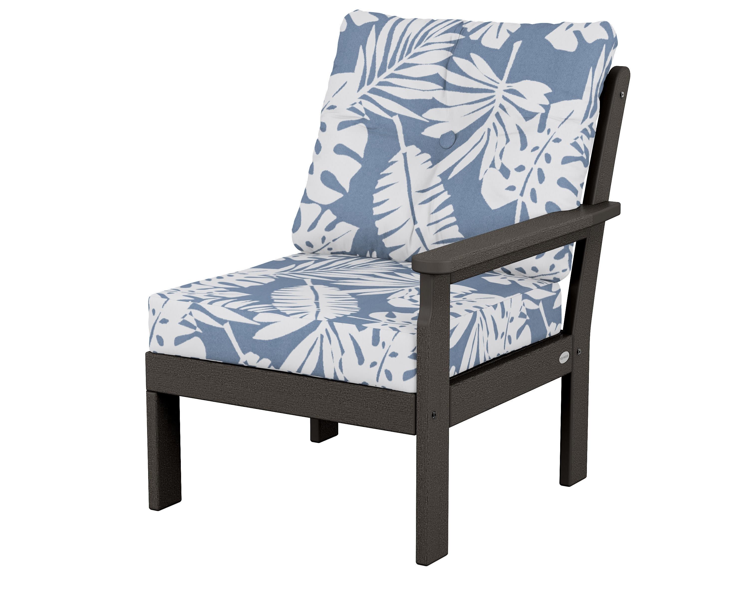 Vineyard Modular Right Arm Chair in Vintage Coffee / Leaf Sky Blue