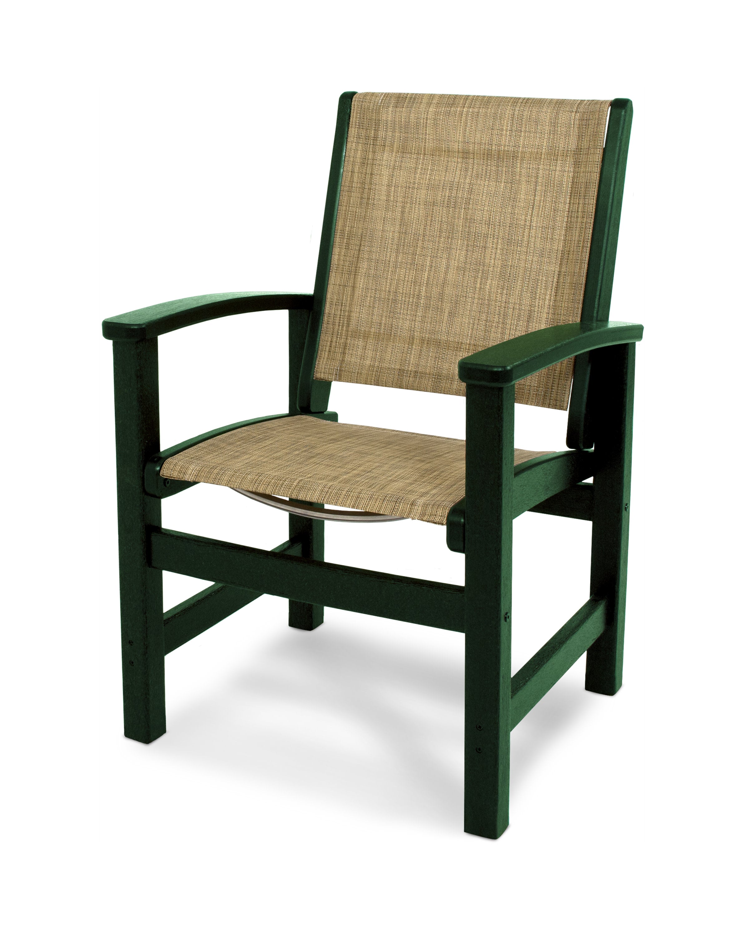 Coastal Dining Chair in Green / Burlap Sling