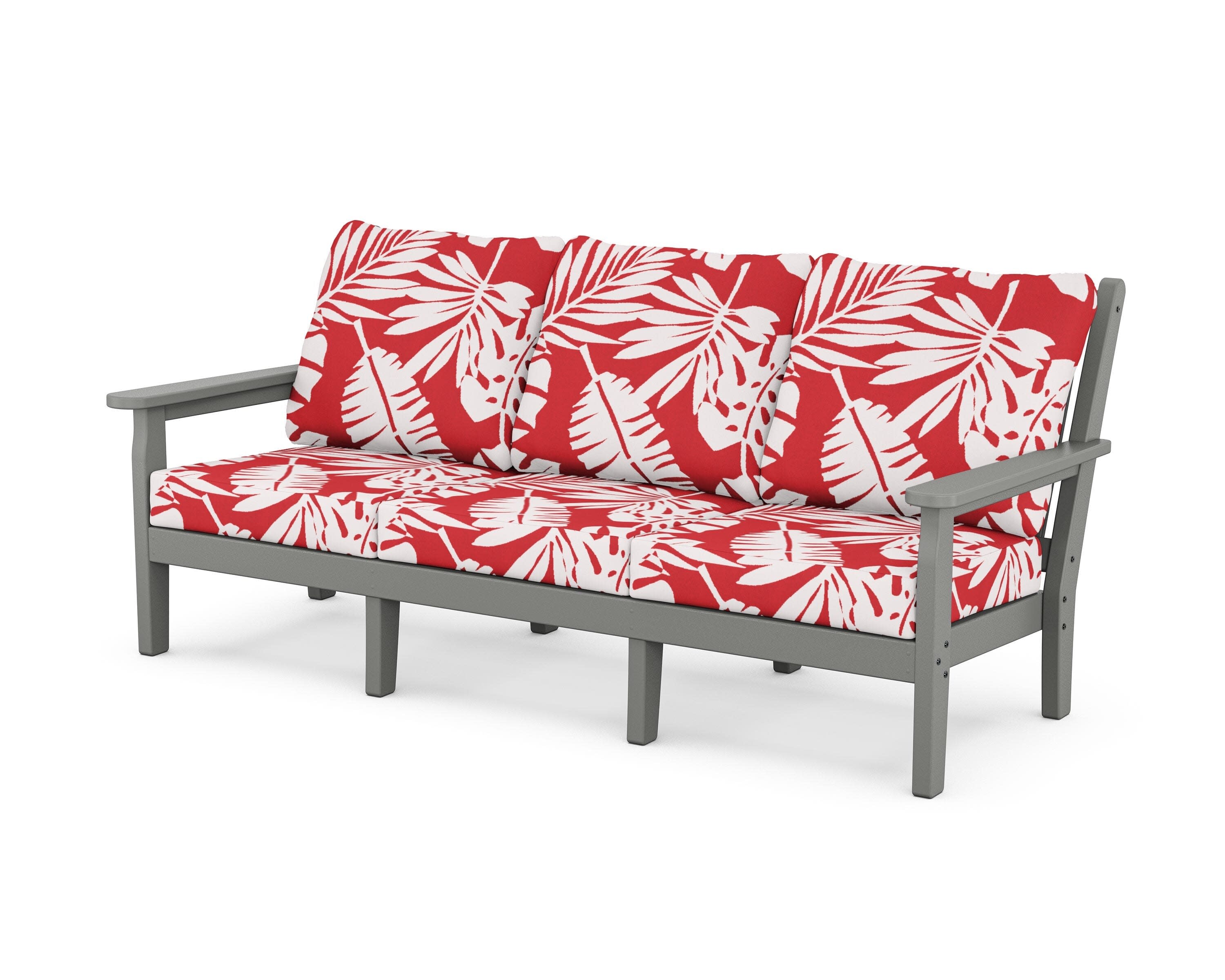 Chippendale Deep Seating Sofa in Slate Grey / Leaf Crimson