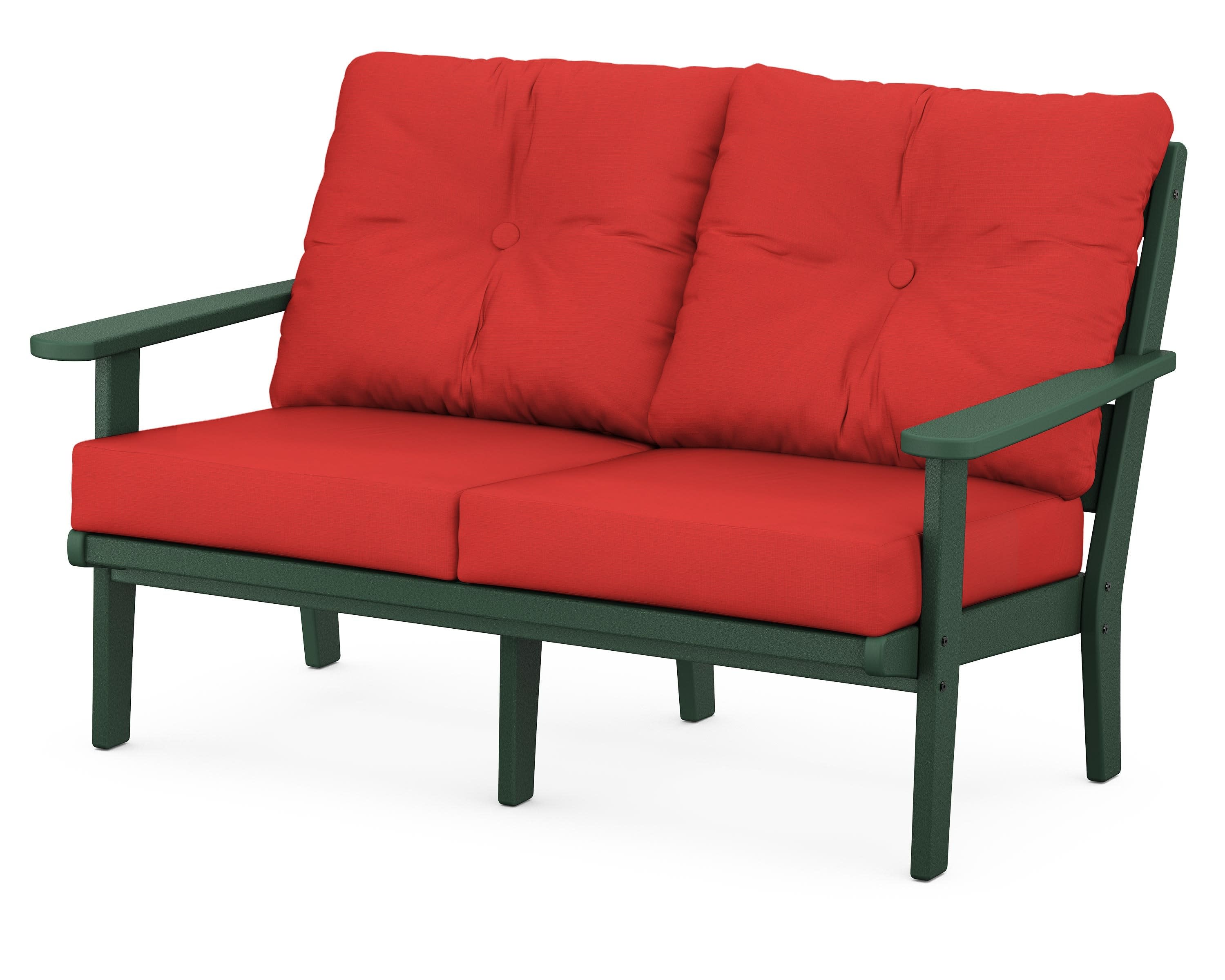 Lakeside Deep Seating Loveseat in Green / Crimson Linen