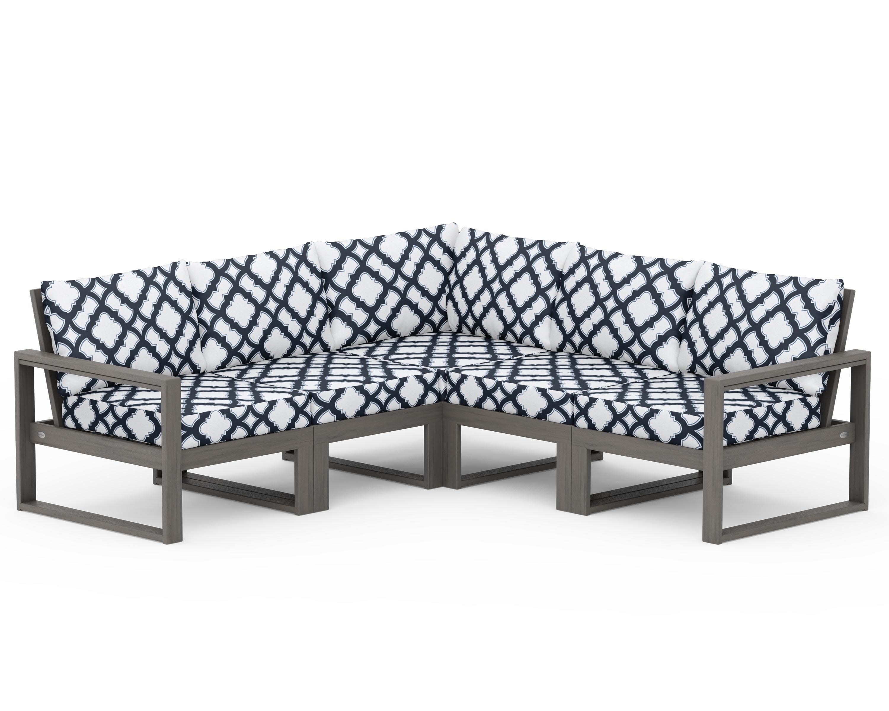 EDGE 5-Piece Modular Deep Seating Set in Driftwood / Trellis Marine Indigo
