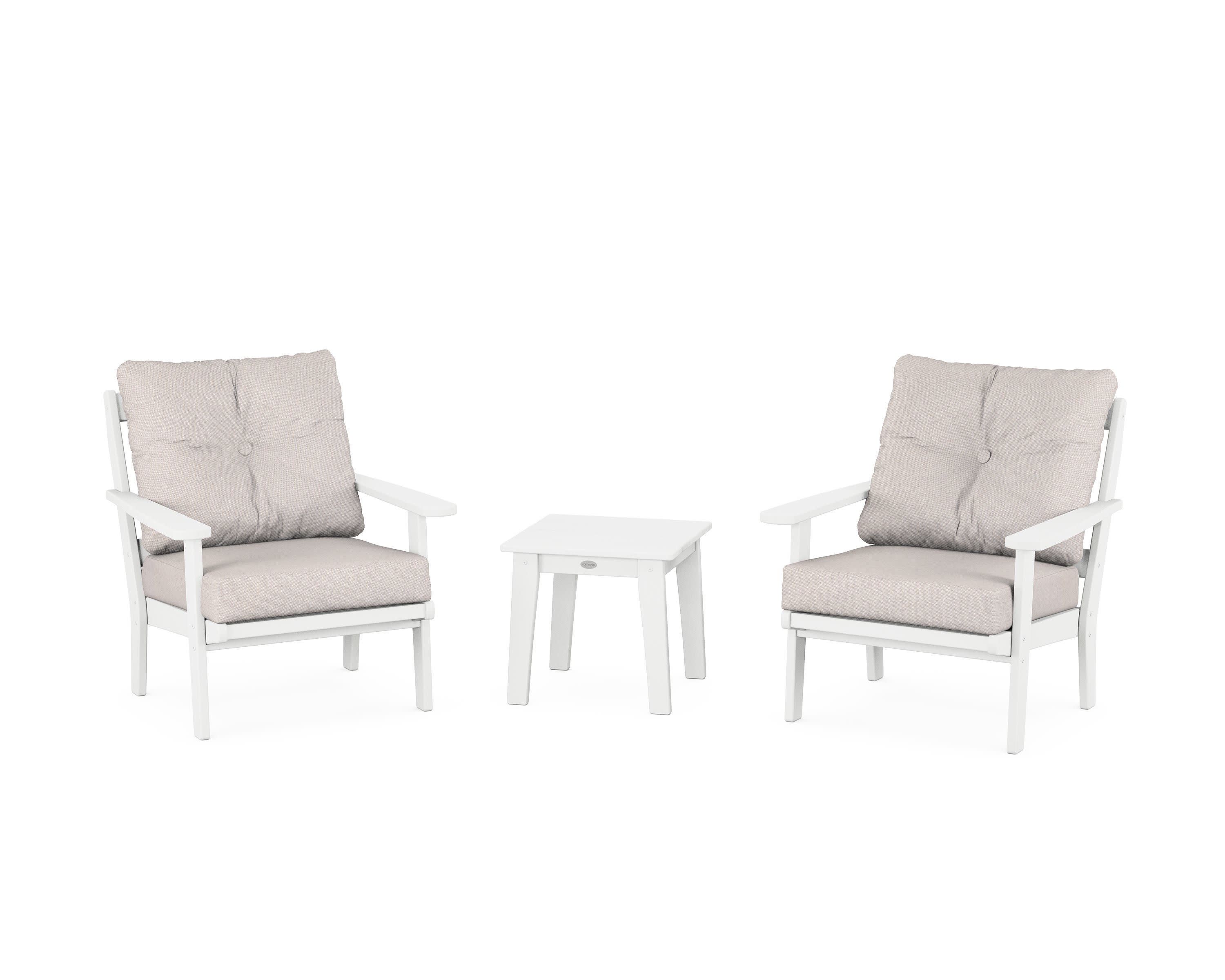 Mission 3-Piece Deep Seating Set in White / Dune Burlap