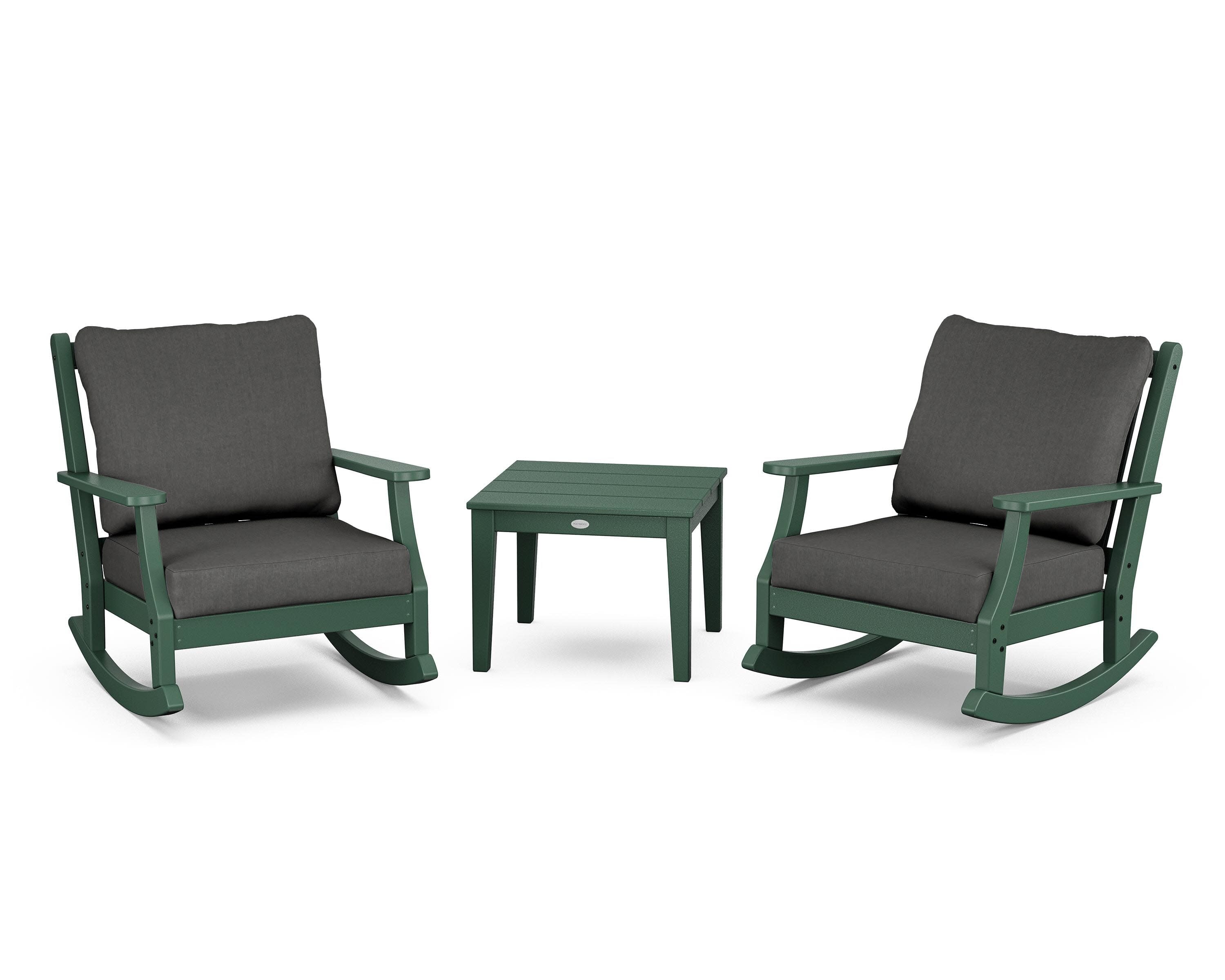 Wovendale 3-Piece Deep Seating Rocker Set in Green / Spectrum Carbon