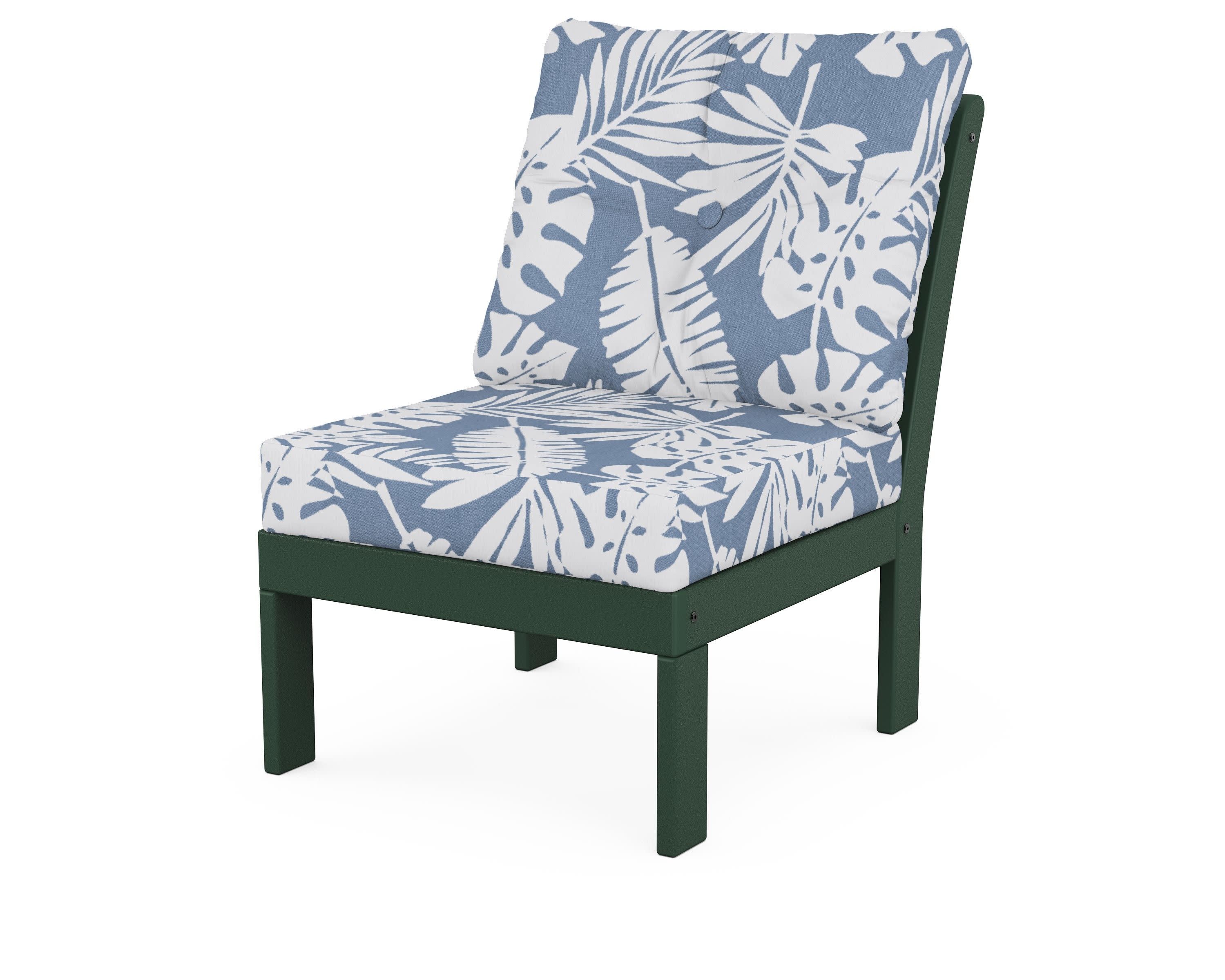 Vineyard Modular Armless Chair in Green / Leaf Sky Blue