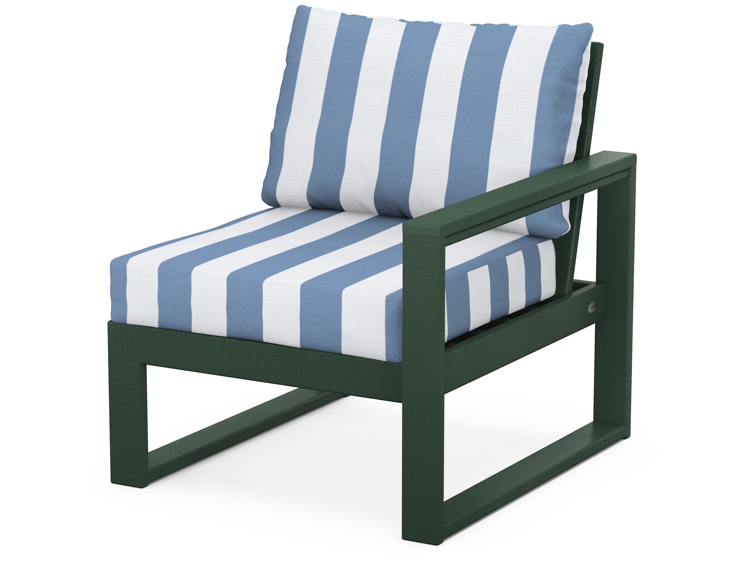 EDGE Modular Right Arm Chair in Green / Cabana Stripe Sky Blue