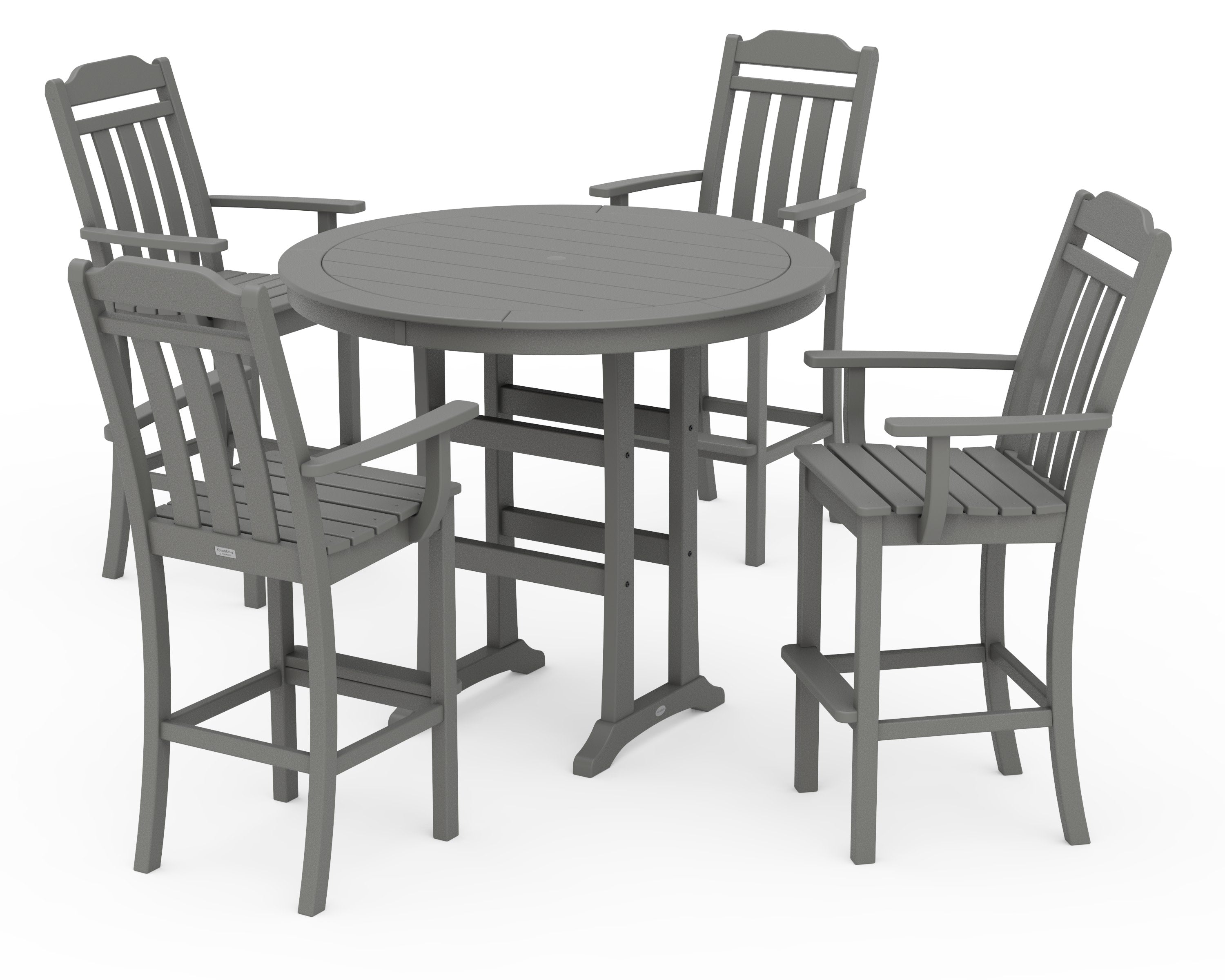 Cottage 5-Piece Round Bar Set in Slate Grey