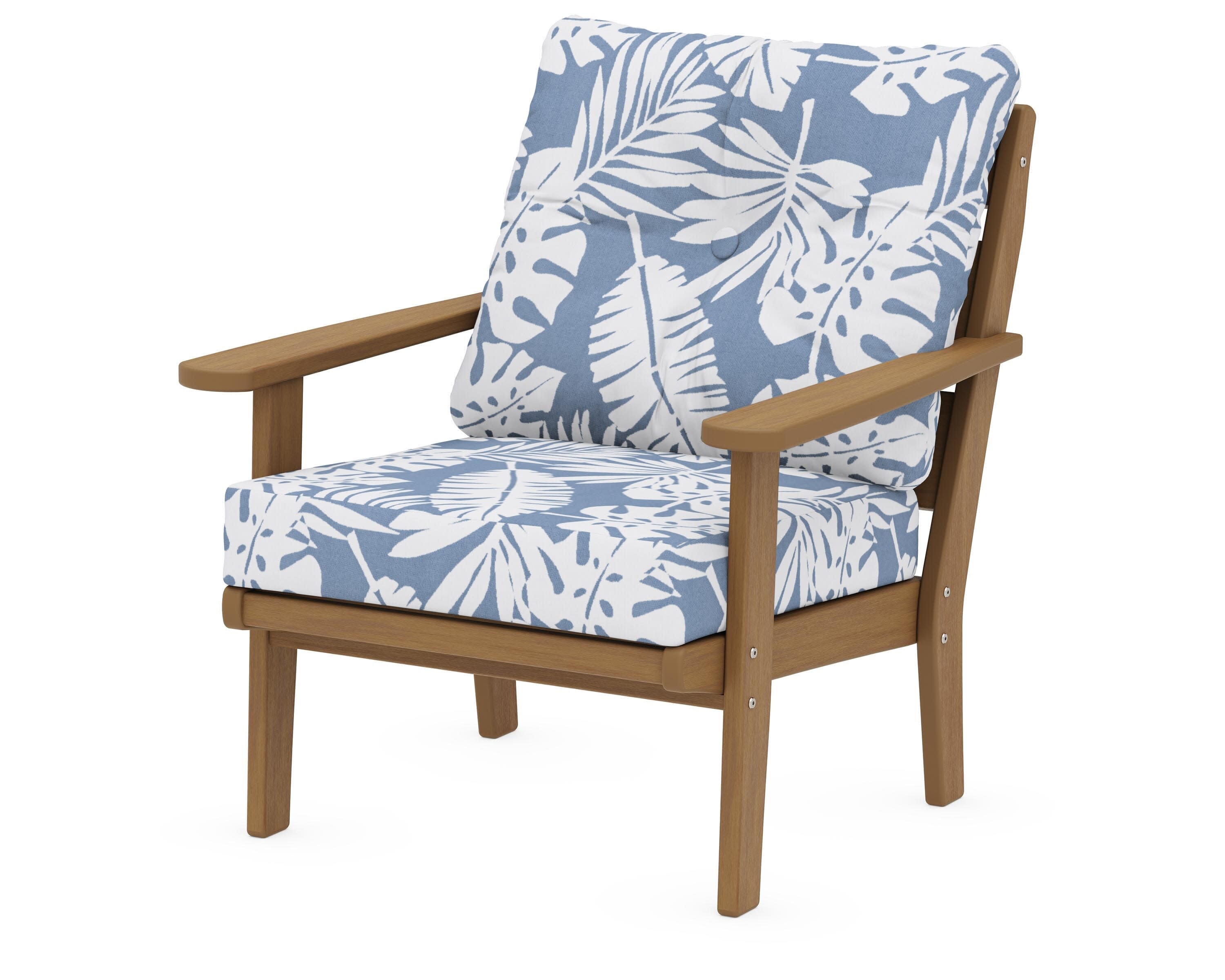 Lakeside Deep Seating Chair in Natural / Leaf Sky Blue