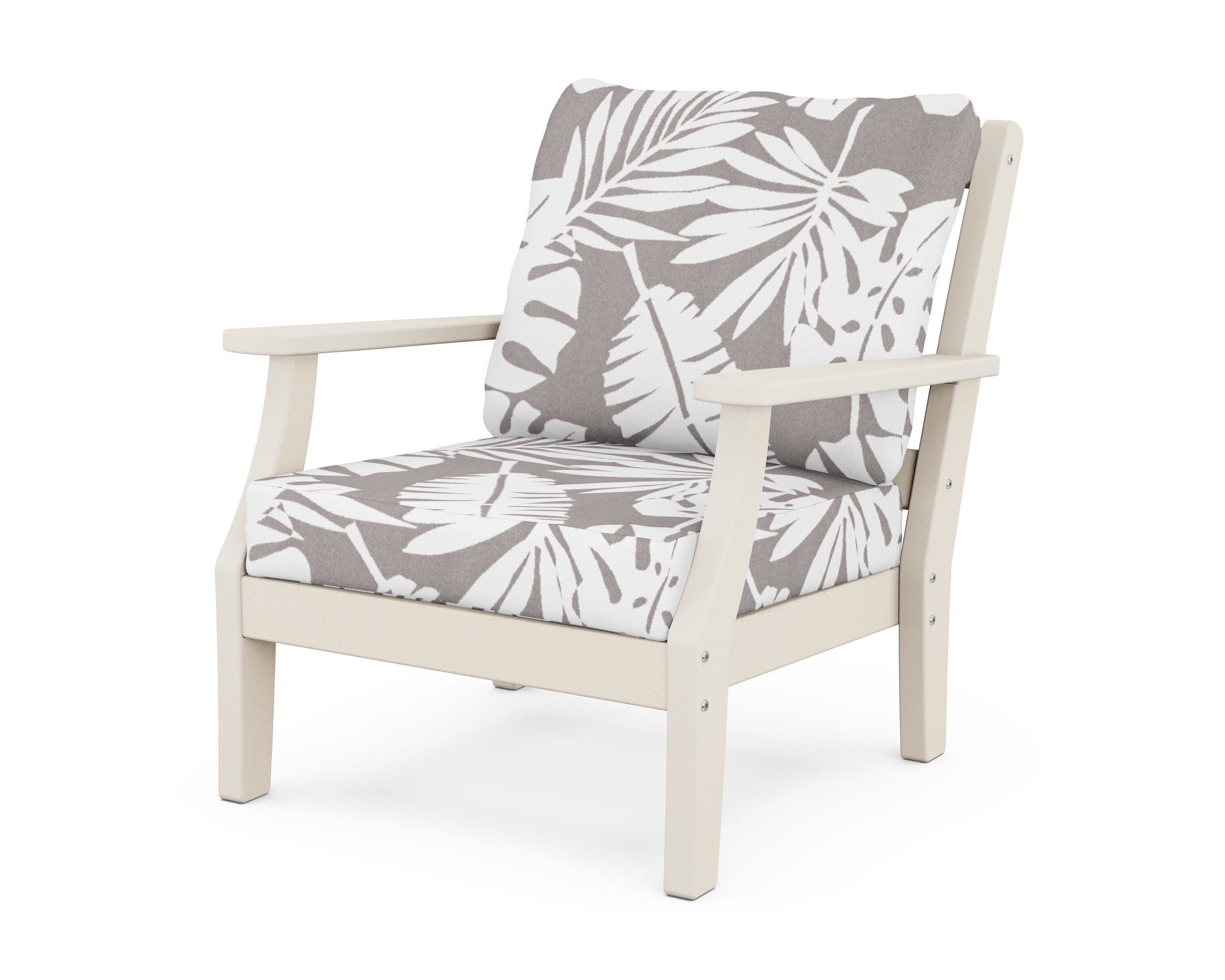 Chinoiserie Deep Seating Chair in Sand / Leaf Grey Mist