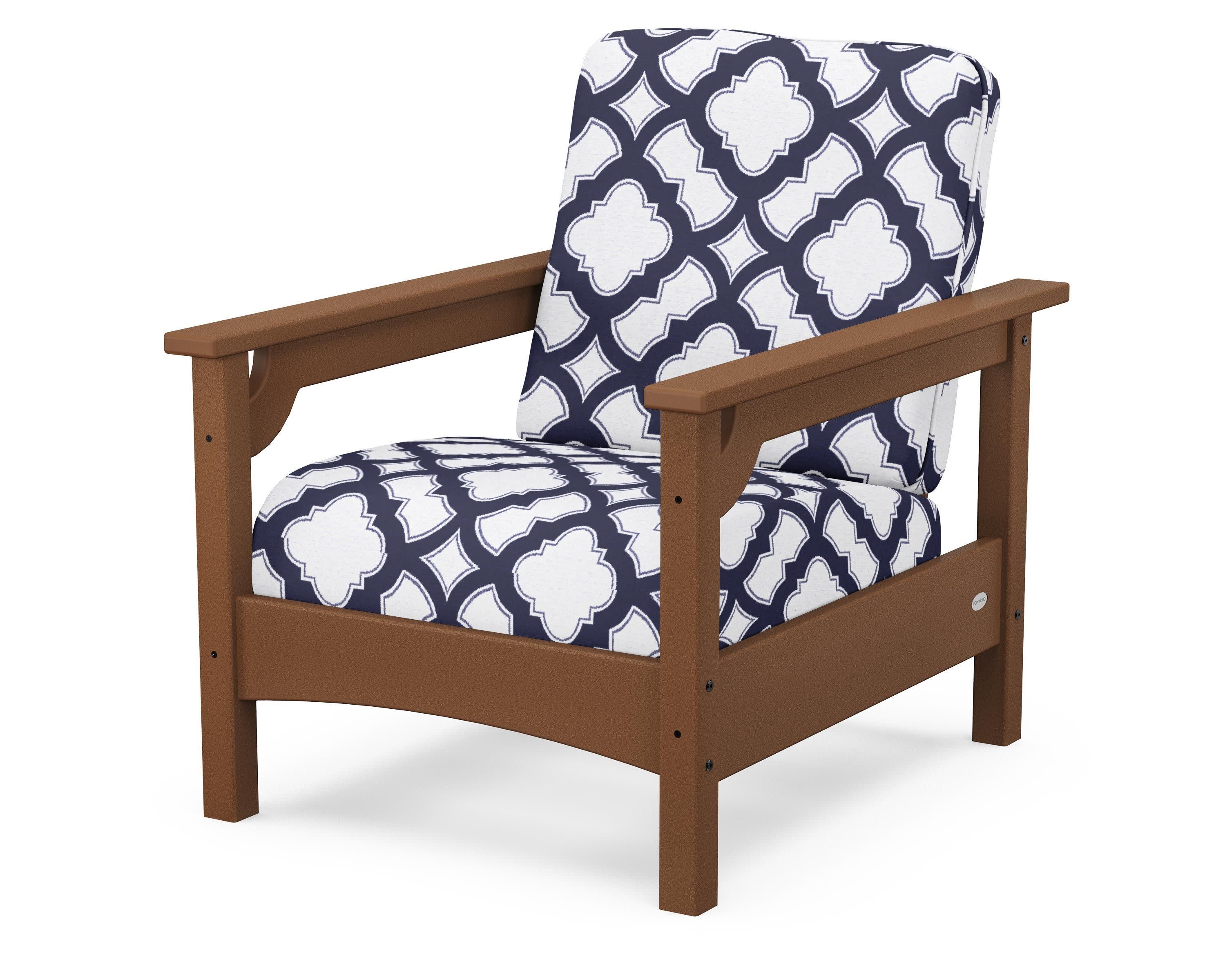 Club Chair in Teak / Trellis Navy