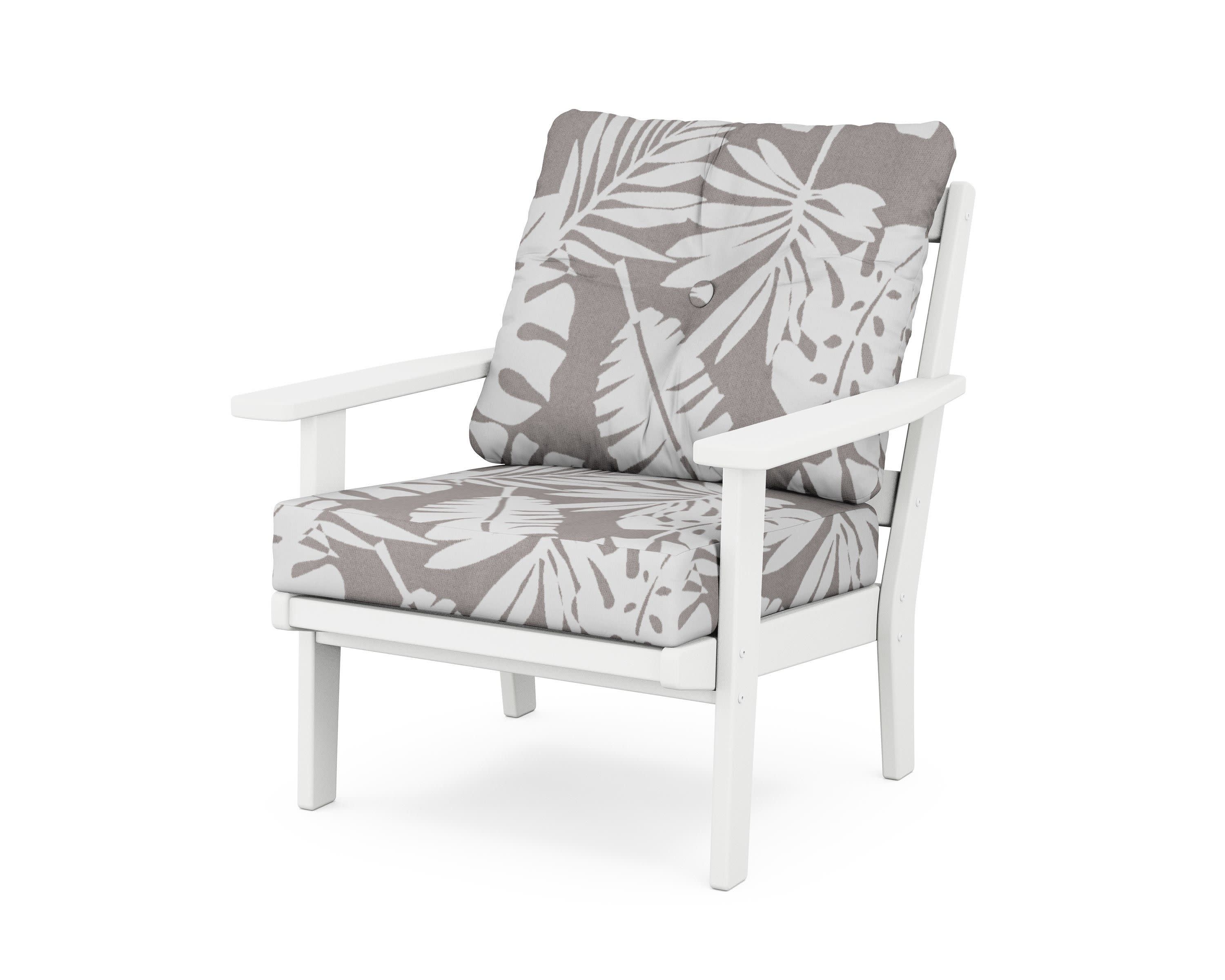 Oxford Deep Seating Chair in White / Leaf Grey Mist