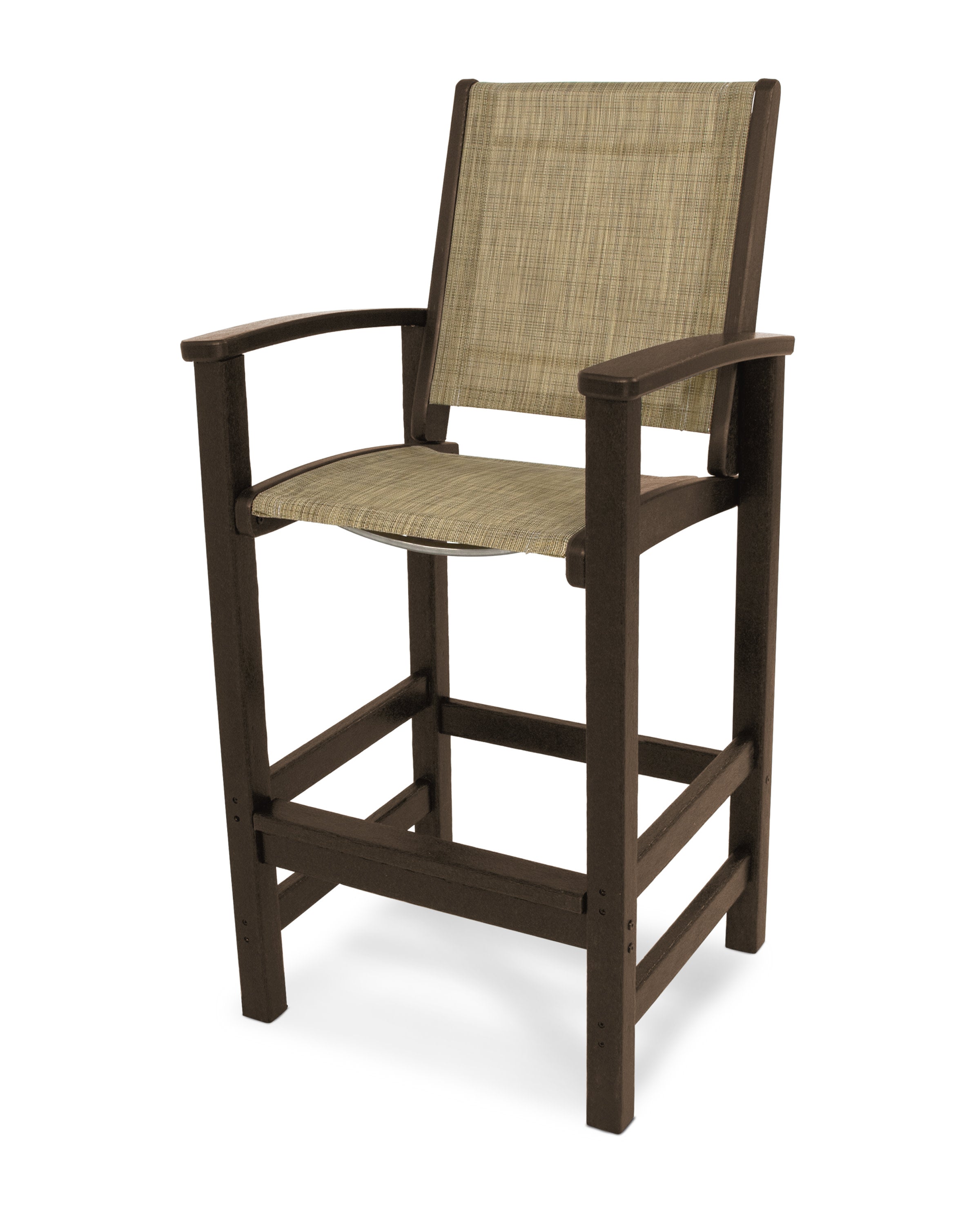 Coastal Bar Chair in Mahogany / Burlap Sling