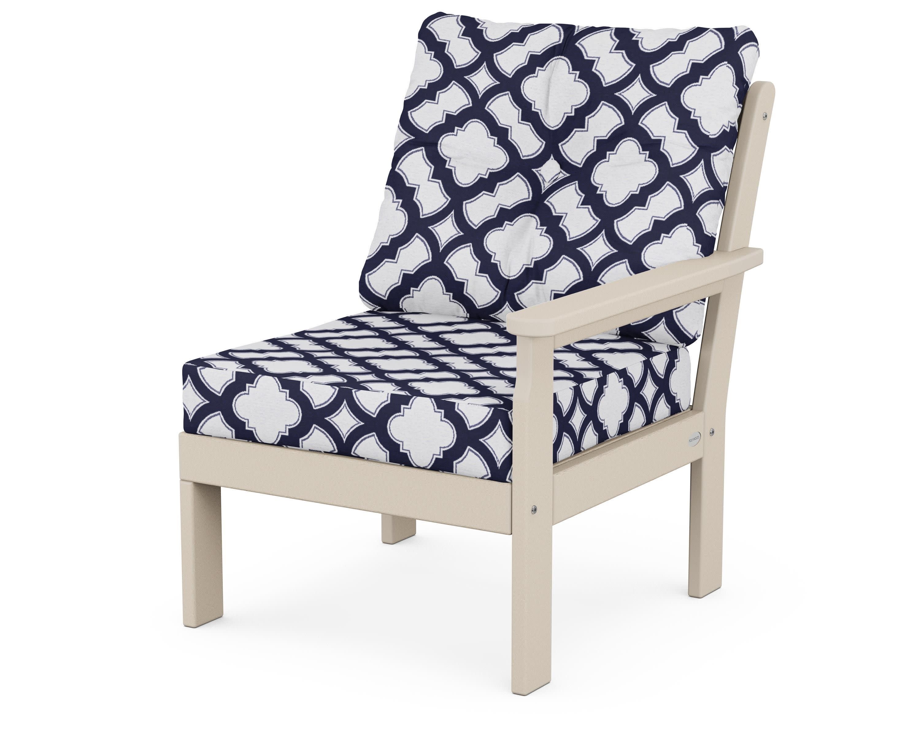 Vineyard Modular Right Arm Chair in Sand / Trellis Navy