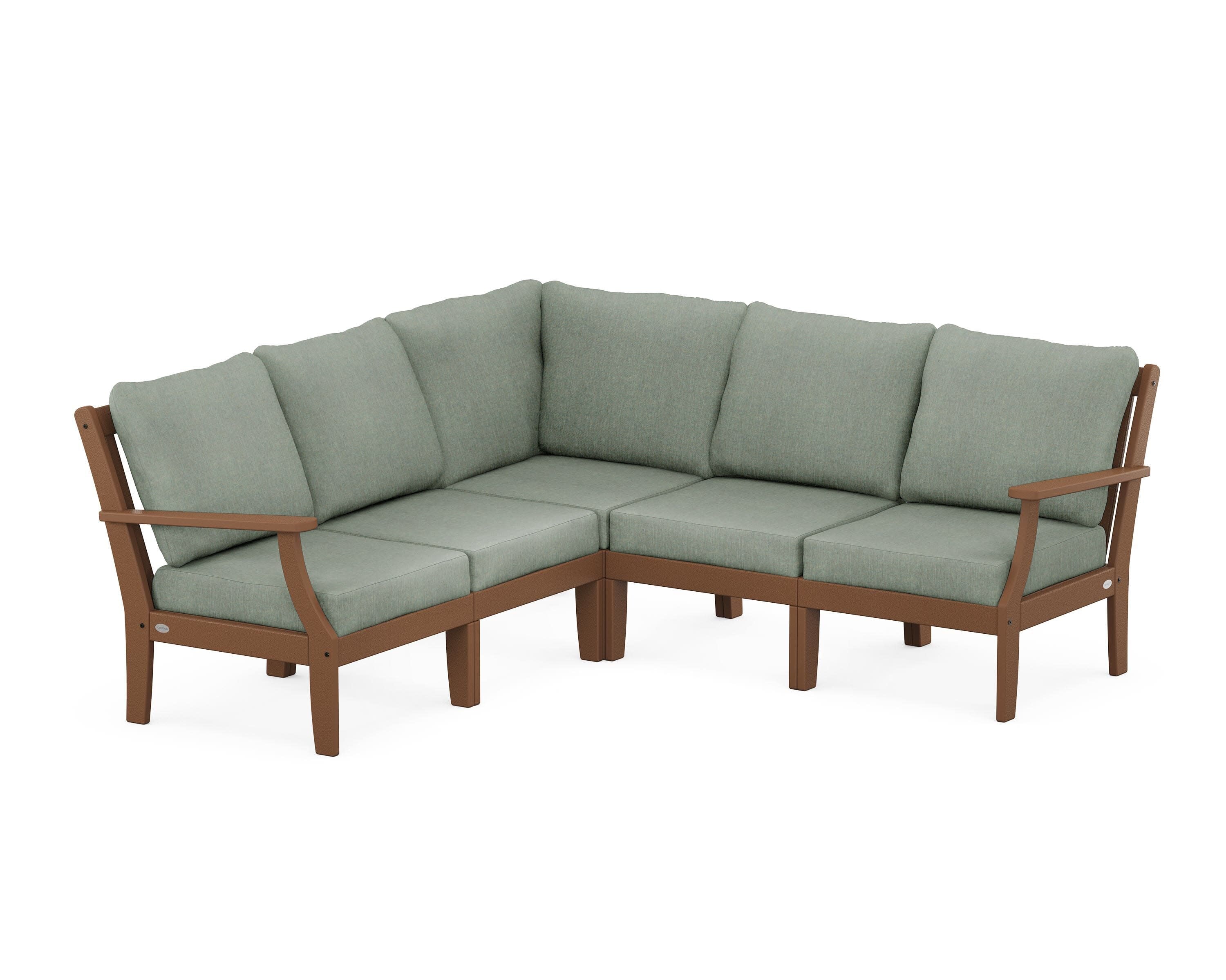 Braxton Modular 5-Piece Deep Seating Set in Teak / Cast Sage